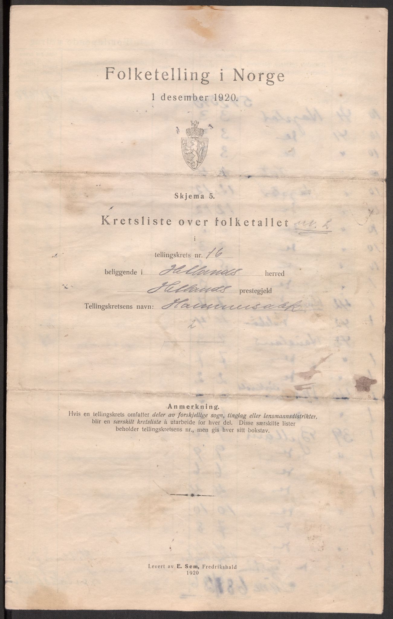 SAST, 1920 census for Hetland, 1920, p. 67