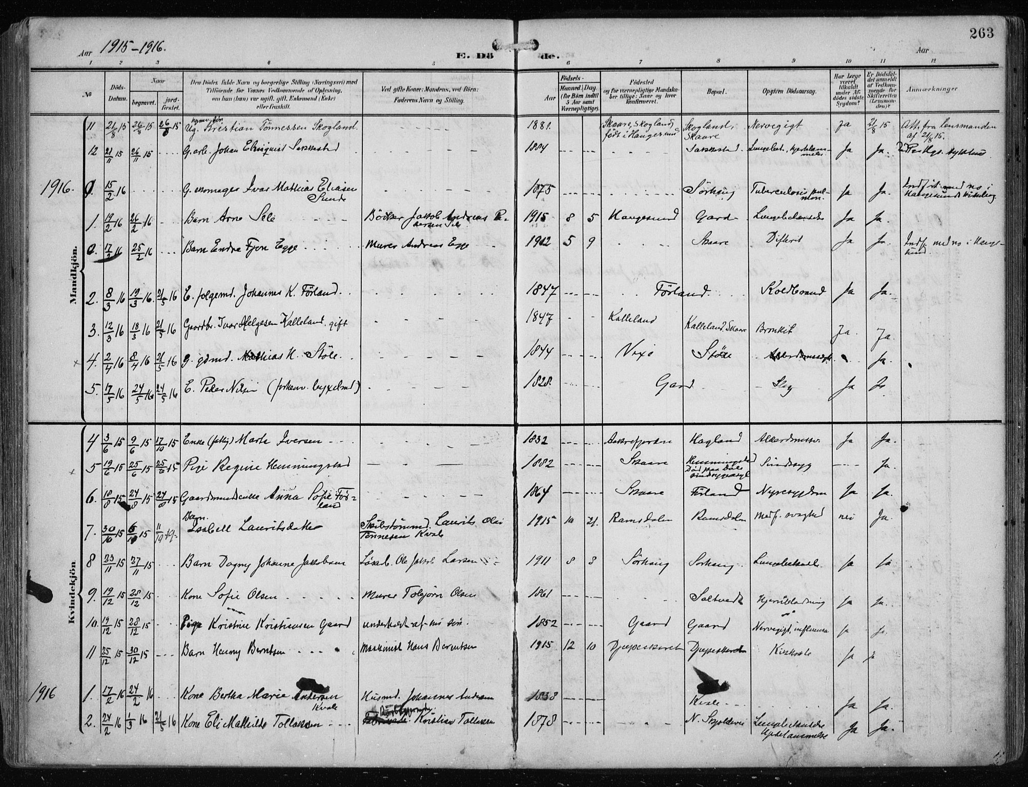 Haugesund sokneprestkontor, AV/SAST-A -101863/H/Ha/Haa/L0010: Parish register (official) no. A 10, 1909-1935, p. 263