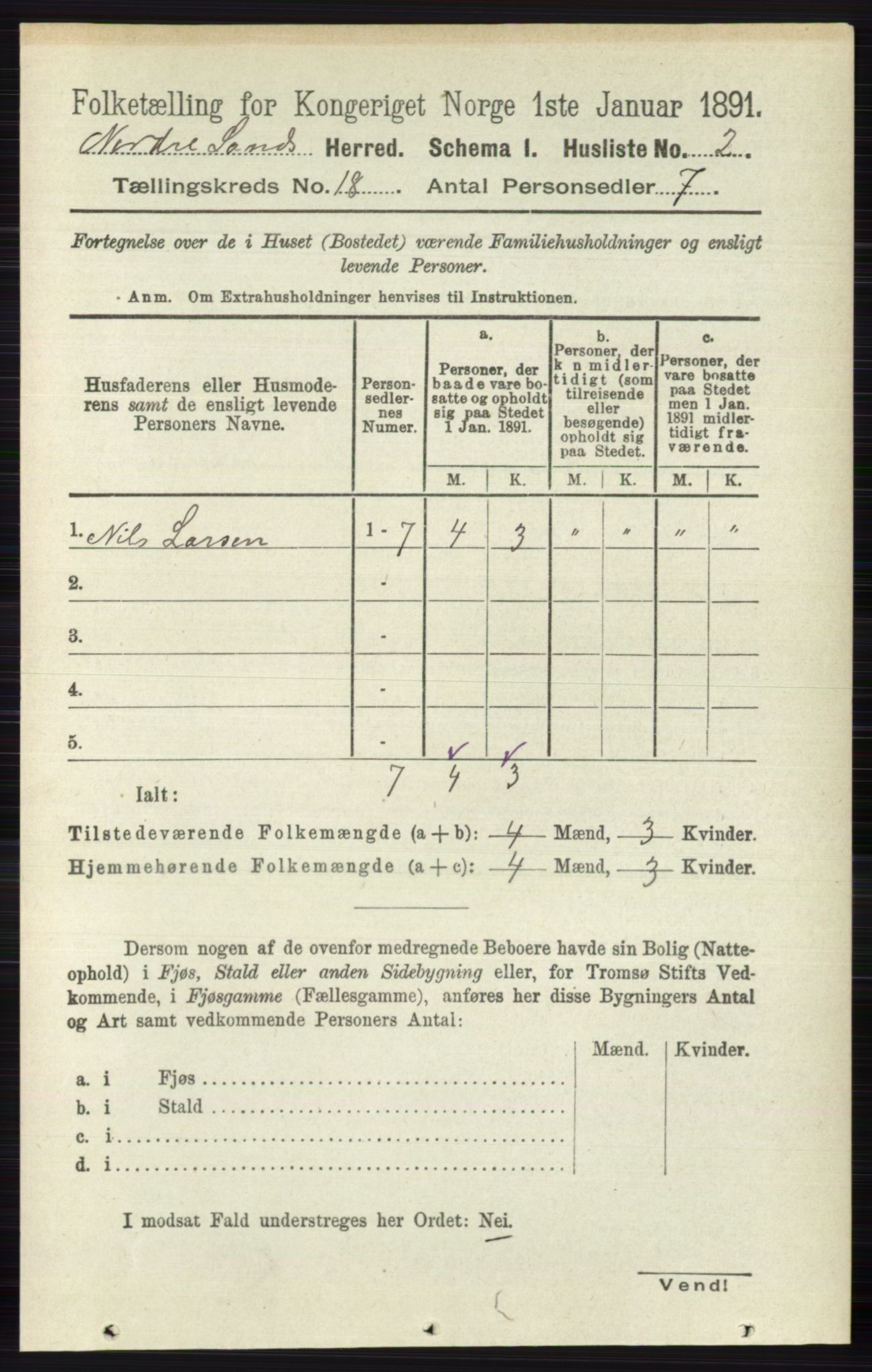 RA, 1891 census for 0538 Nordre Land, 1891, p. 4355