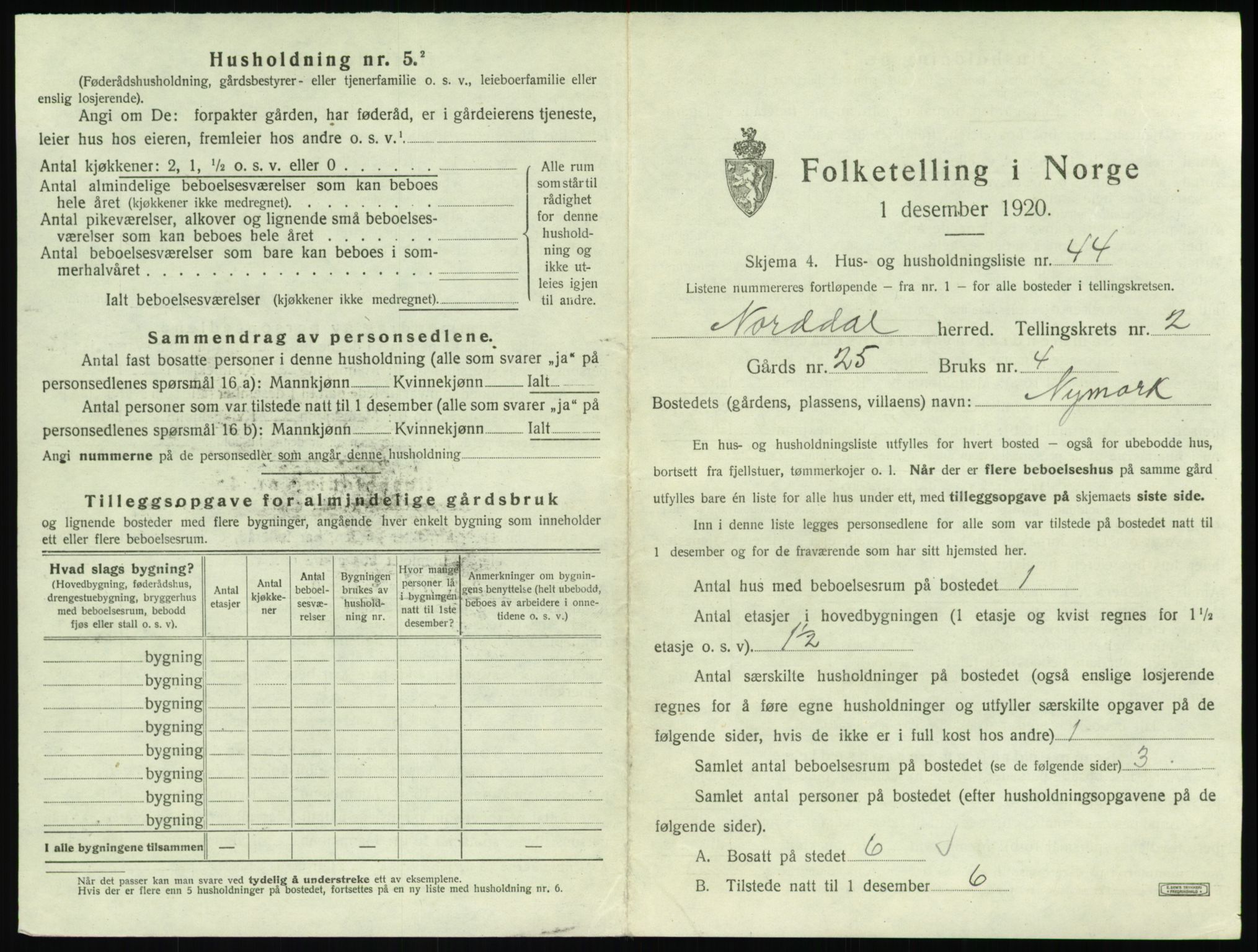 SAT, 1920 census for Norddal, 1920, p. 235