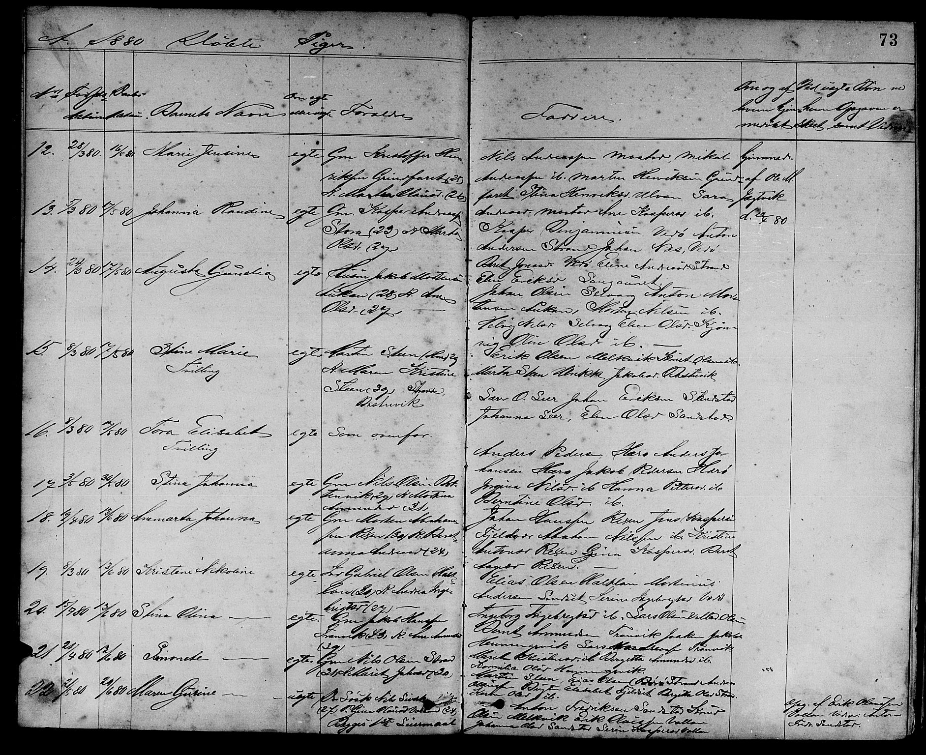 Ministerialprotokoller, klokkerbøker og fødselsregistre - Sør-Trøndelag, SAT/A-1456/637/L0561: Parish register (copy) no. 637C02, 1873-1882, p. 73