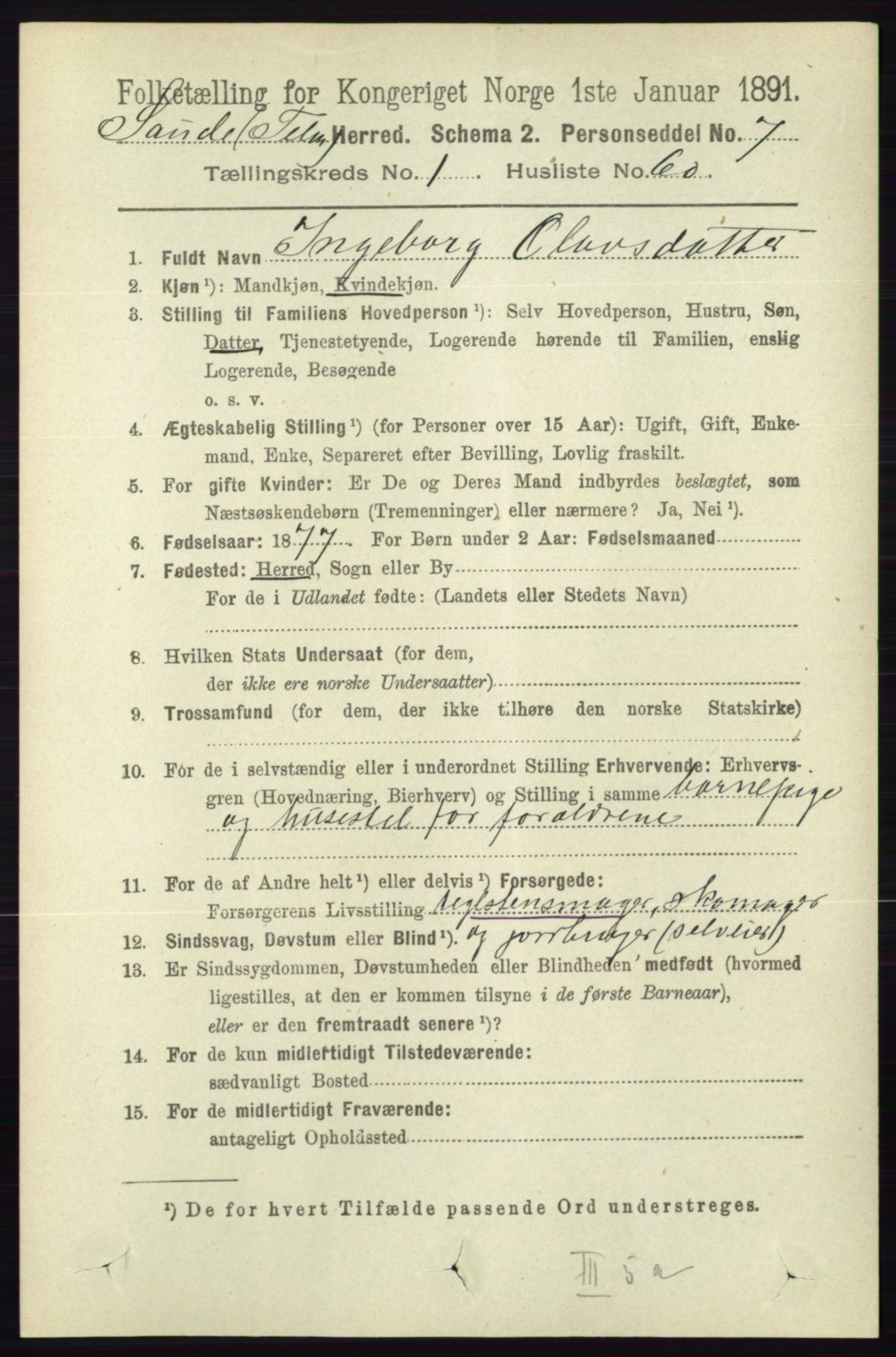 RA, 1891 census for 0822 Sauherad, 1891, p. 379