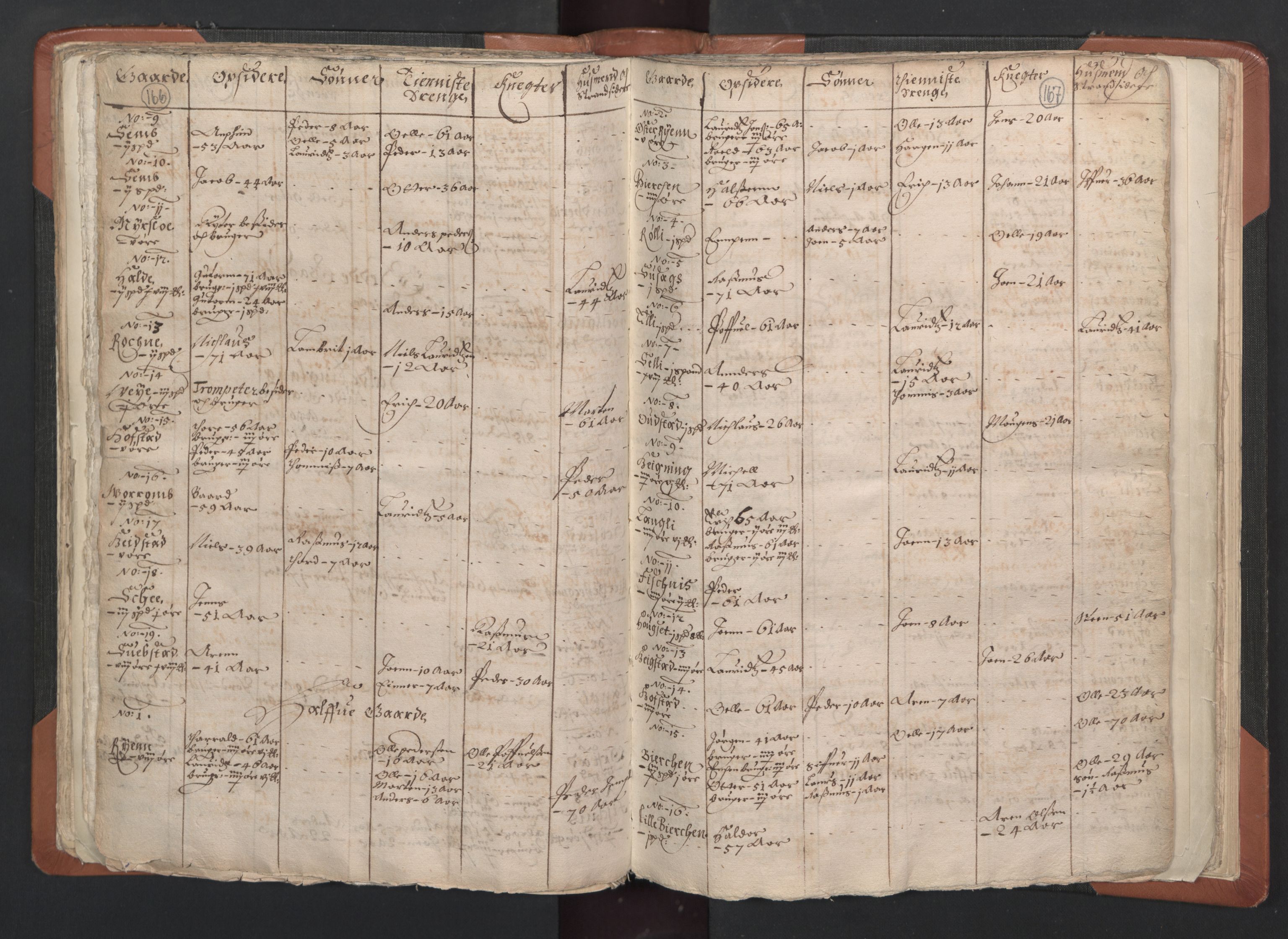 RA, Vicar's Census 1664-1666, no. 33: Innherad deanery, 1664-1666, p. 166-167