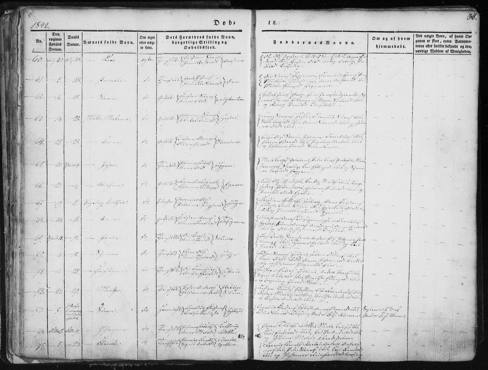Fjaler sokneprestembete, SAB/A-79801/H/Haa/Haaa/L0006: Parish register (official) no. A 6, 1835-1884, p. 38