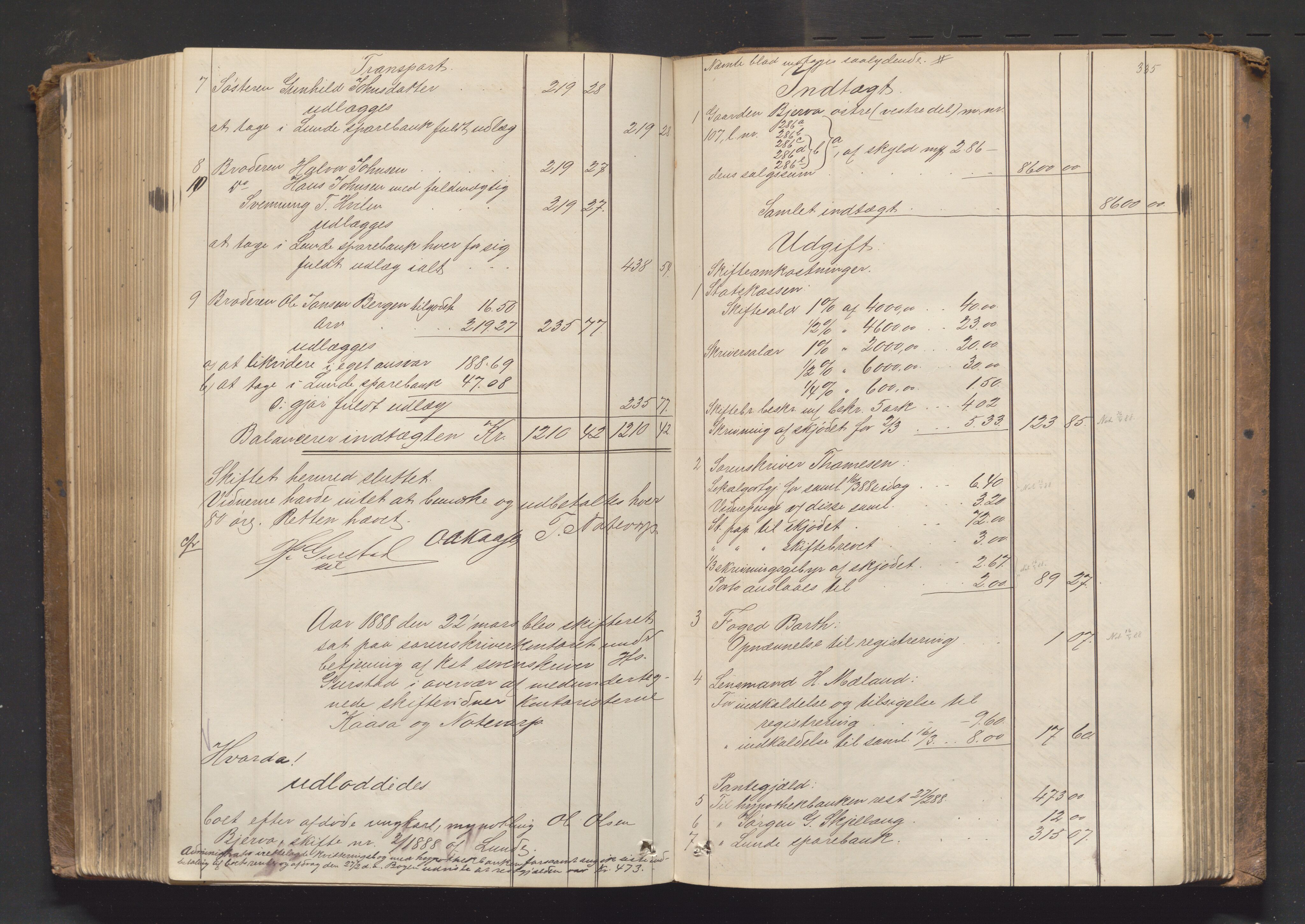 Nedre Telemark sorenskriveri, AV/SAKO-A-135/H/Hb/Hbe/L0003: Skifteutlodningsprotokoll, 1878-1892, p. 334b-335a