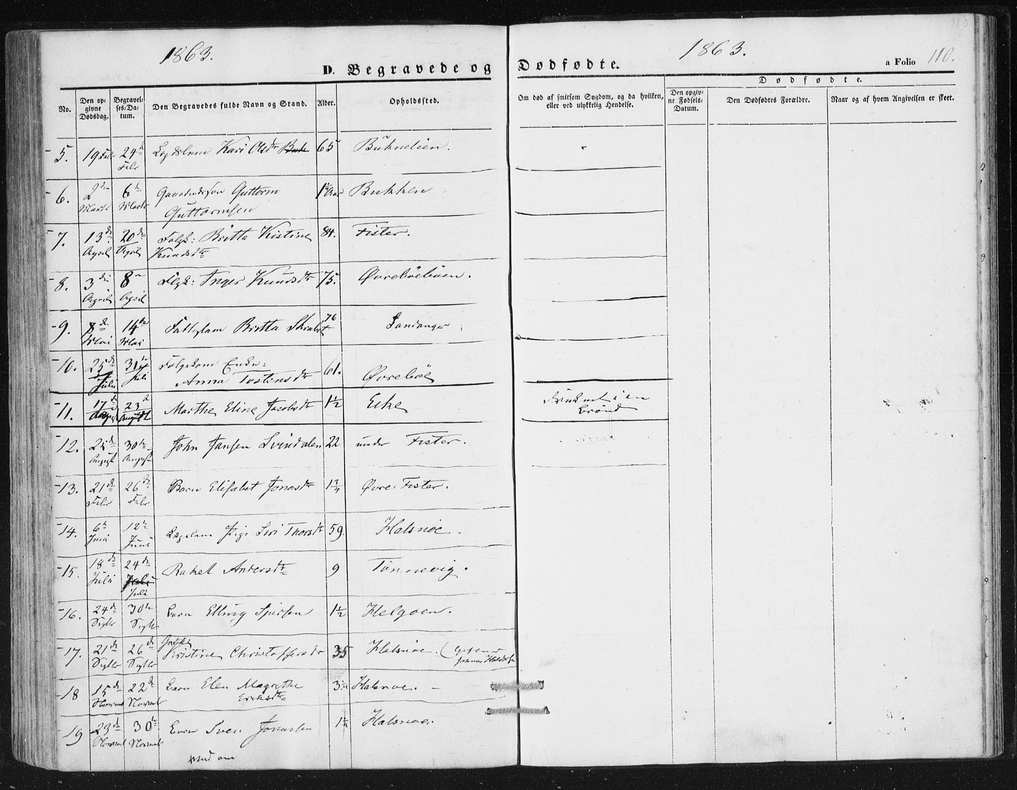 Hjelmeland sokneprestkontor, AV/SAST-A-101843/01/IV/L0010: Parish register (official) no. A 10, 1851-1871, p. 110