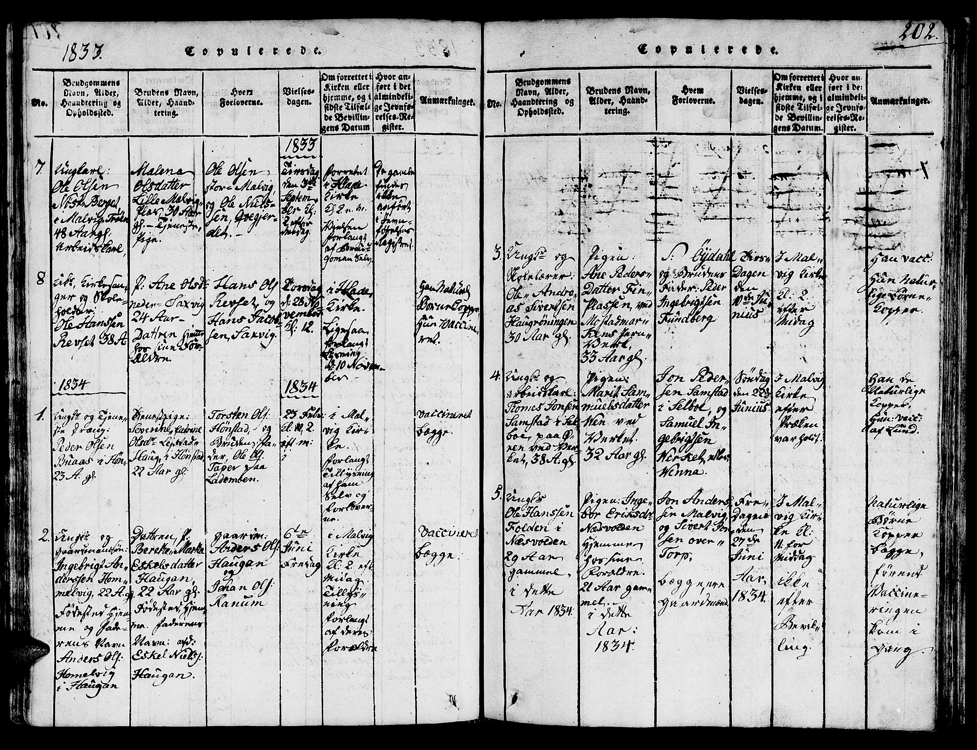 Ministerialprotokoller, klokkerbøker og fødselsregistre - Sør-Trøndelag, SAT/A-1456/616/L0420: Parish register (copy) no. 616C03, 1817-1835, p. 202