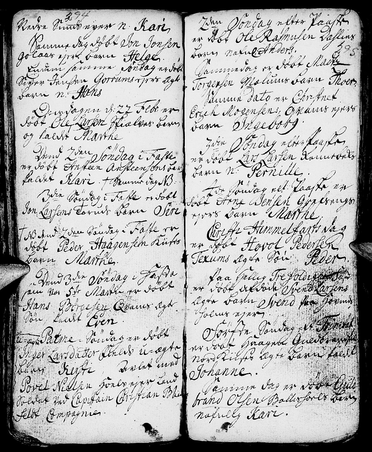 Nes prestekontor, Hedmark, AV/SAH-PREST-020/L/La/L0001: Parish register (copy) no. 1, 1663-1784, p. 294-295