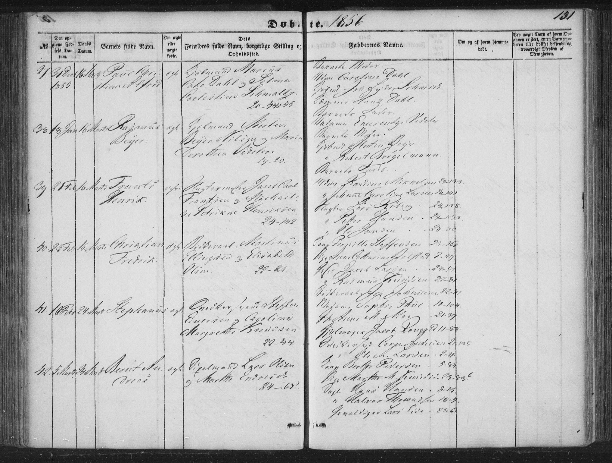 Korskirken sokneprestembete, SAB/A-76101/H/Haa/L0017: Parish register (official) no. B 3, 1851-1857, p. 131