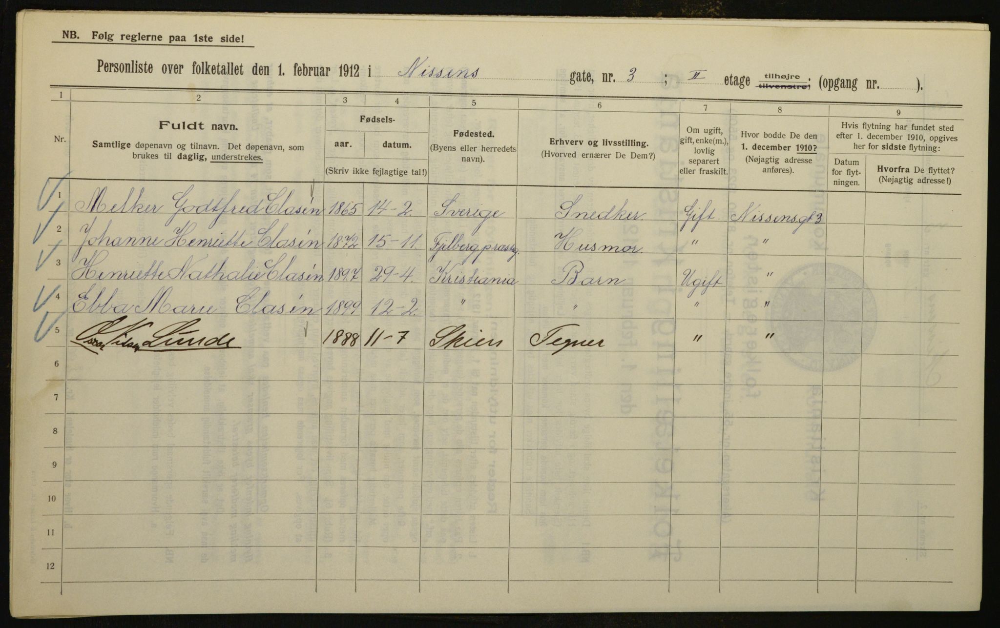 OBA, Municipal Census 1912 for Kristiania, 1912, p. 71746