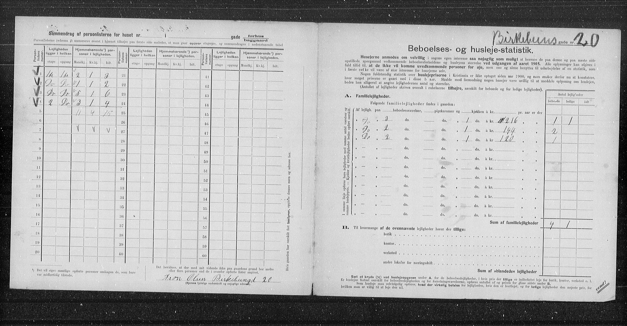 OBA, Municipal Census 1905 for Kristiania, 1905, p. 2429