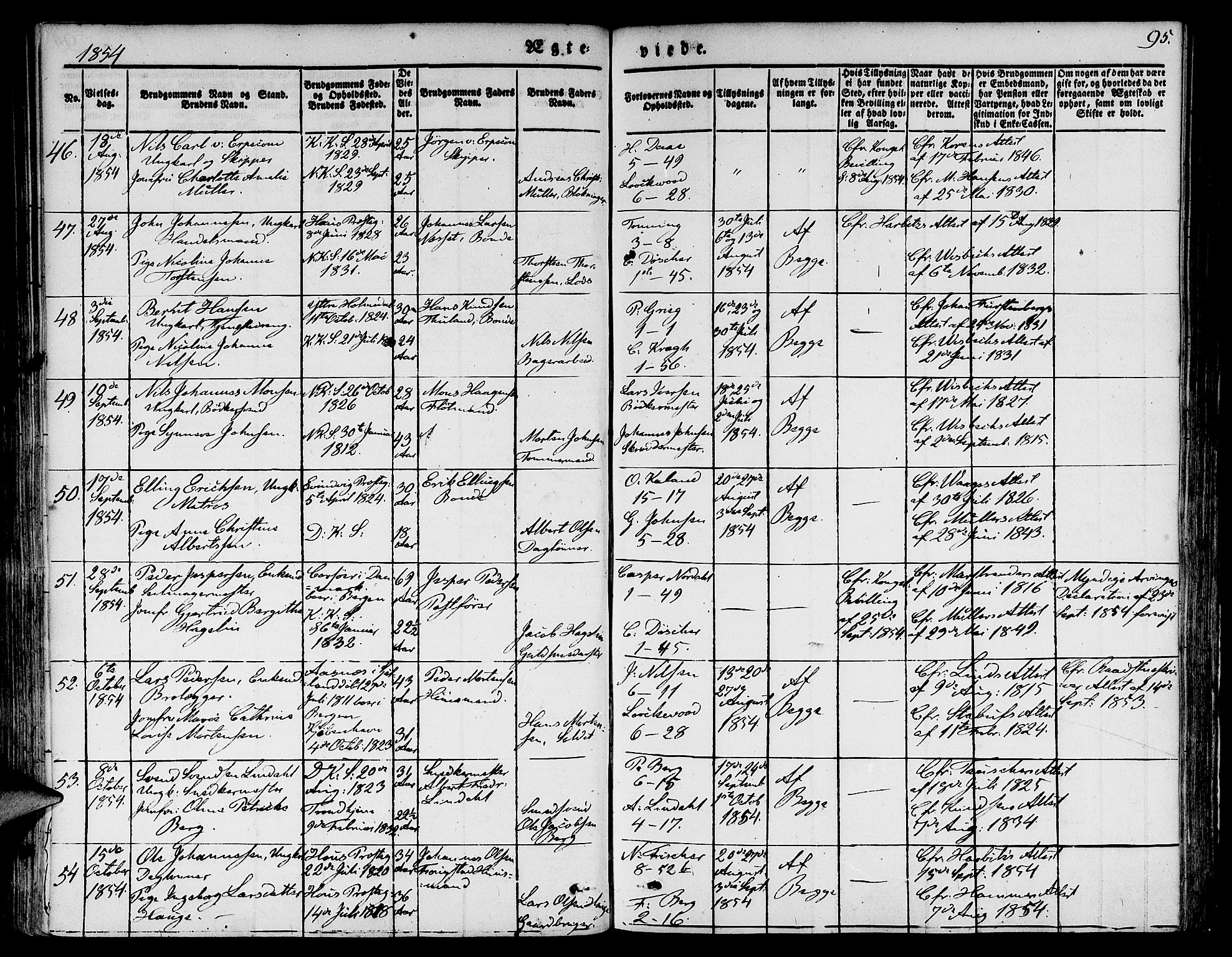 Nykirken Sokneprestembete, AV/SAB-A-77101/H/Hab: Parish register (copy) no. D 1, 1832-1867, p. 95