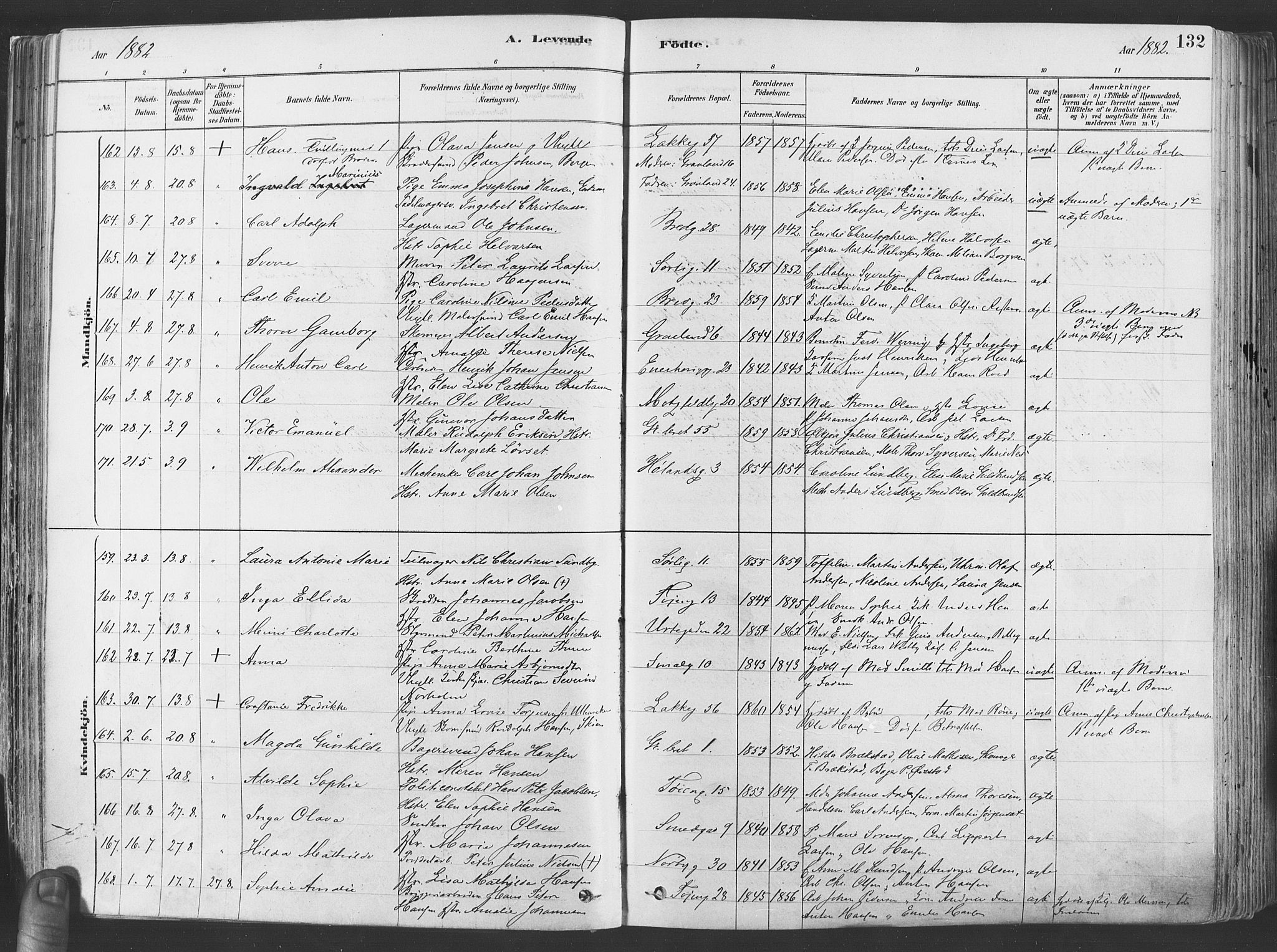 Grønland prestekontor Kirkebøker, SAO/A-10848/F/Fa/L0007: Parish register (official) no. 7, 1878-1888, p. 132