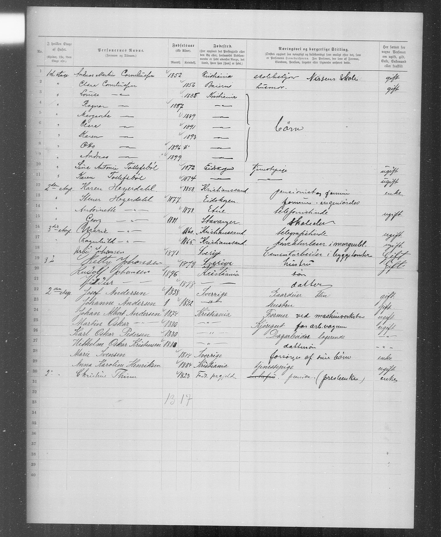 OBA, Municipal Census 1899 for Kristiania, 1899, p. 4418