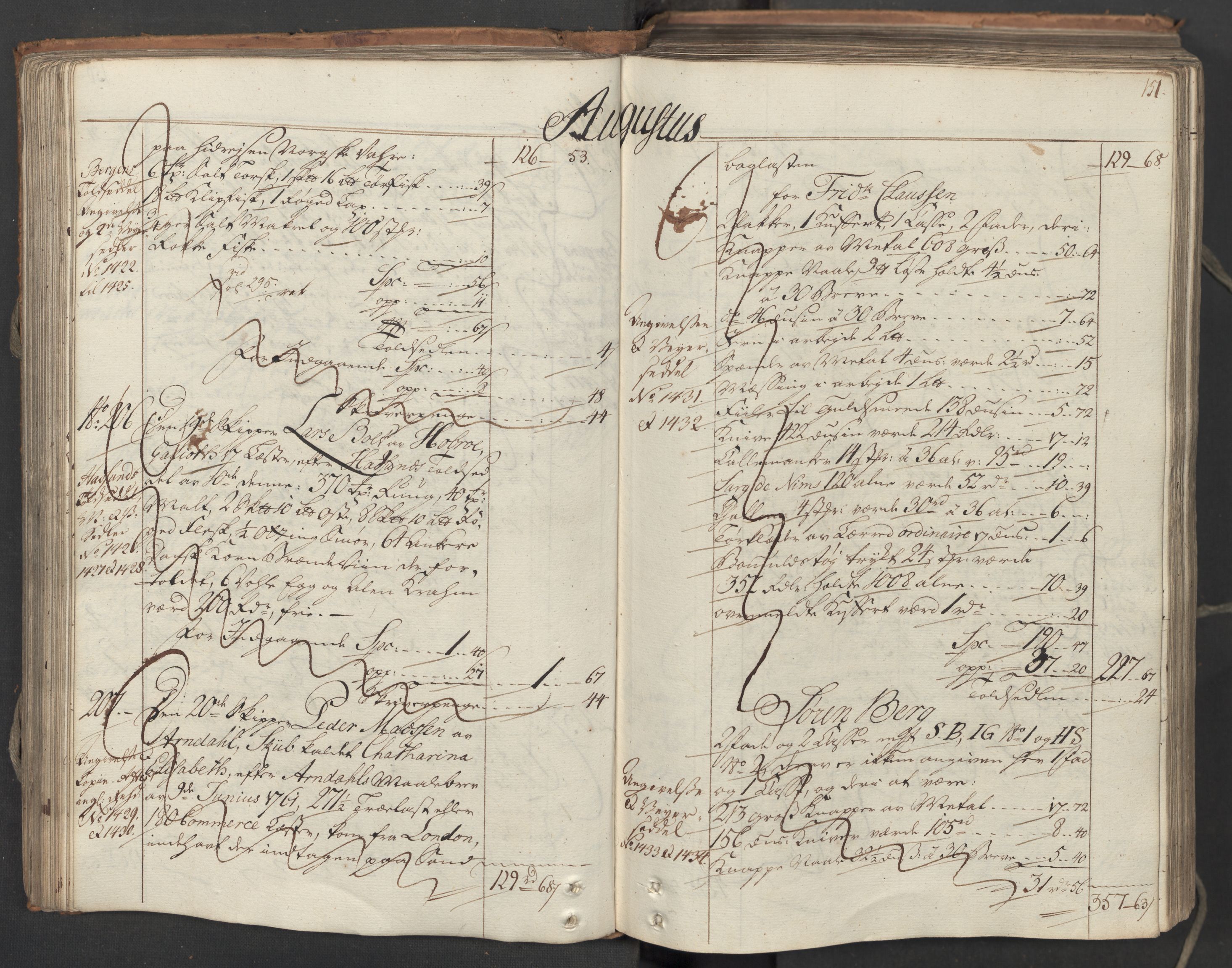 Generaltollkammeret, tollregnskaper, AV/RA-EA-5490/R06/L0062/0001: Tollregnskaper Kristiania / Inngående hovedtollbok, 1762, p. 150b-151a