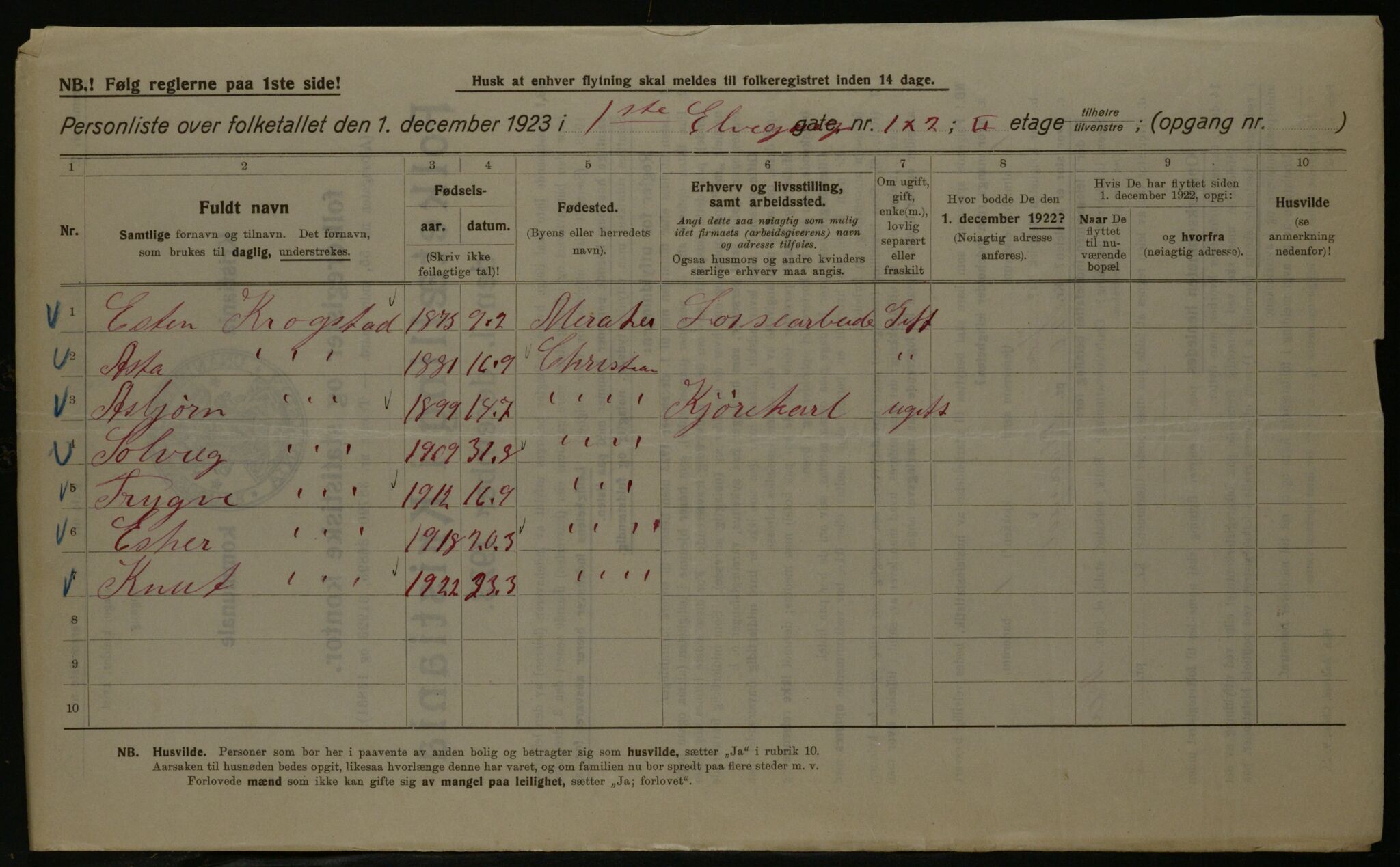 OBA, Municipal Census 1923 for Kristiania, 1923, p. 23233