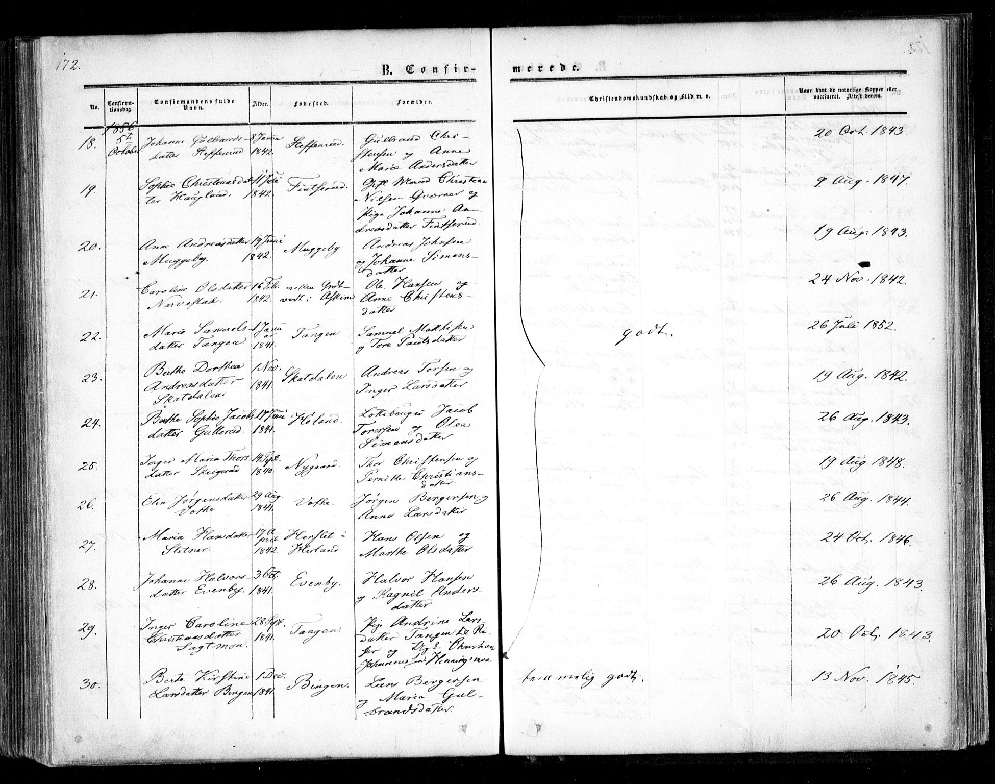 Trøgstad prestekontor Kirkebøker, SAO/A-10925/F/Fa/L0008.a: Parish register (official) no. I 8A, 1855-1864, p. 172