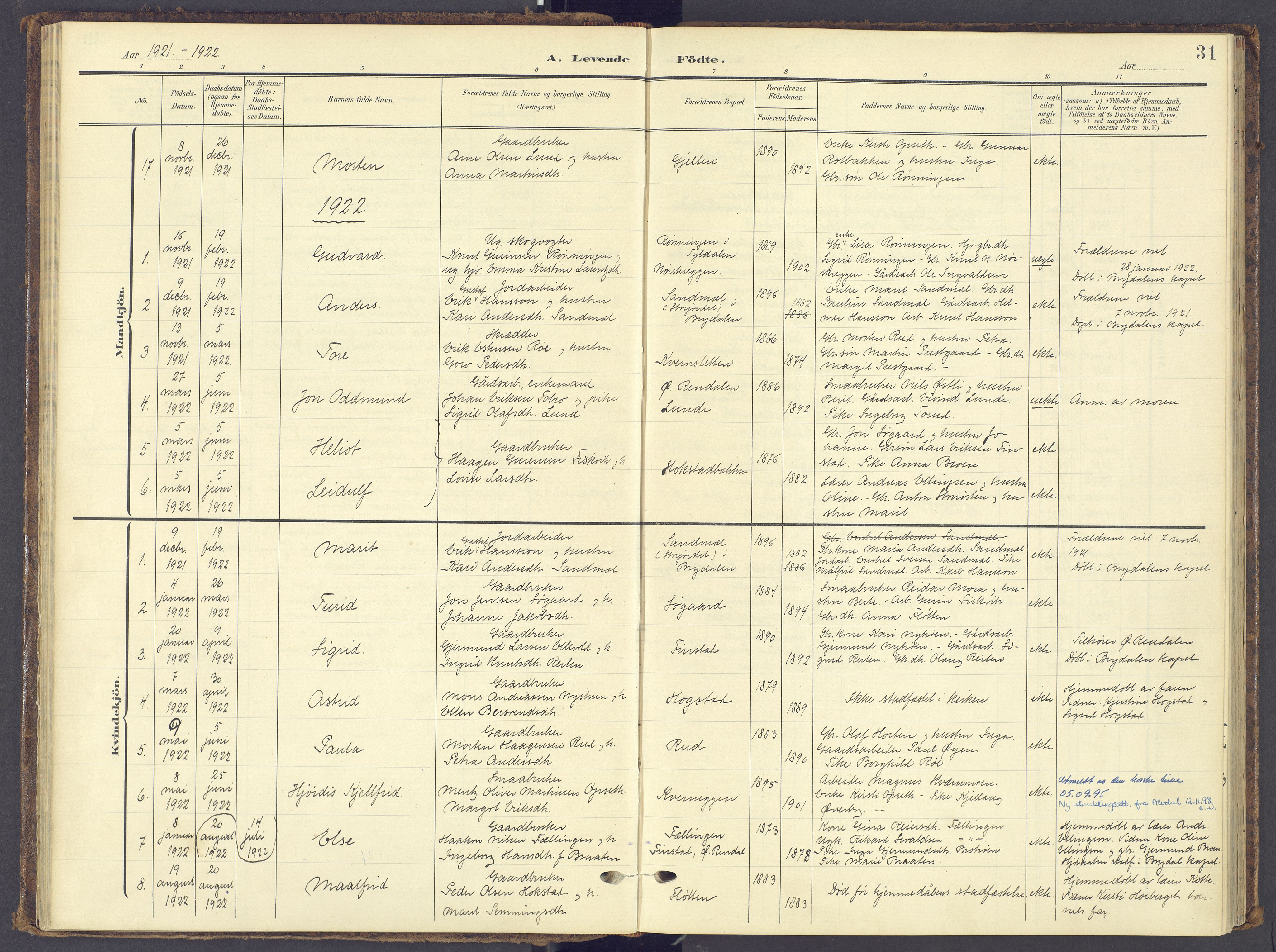 Tynset prestekontor, SAH/PREST-058/H/Ha/Haa/L0028: Parish register (official) no. 28, 1902-1929, p. 31