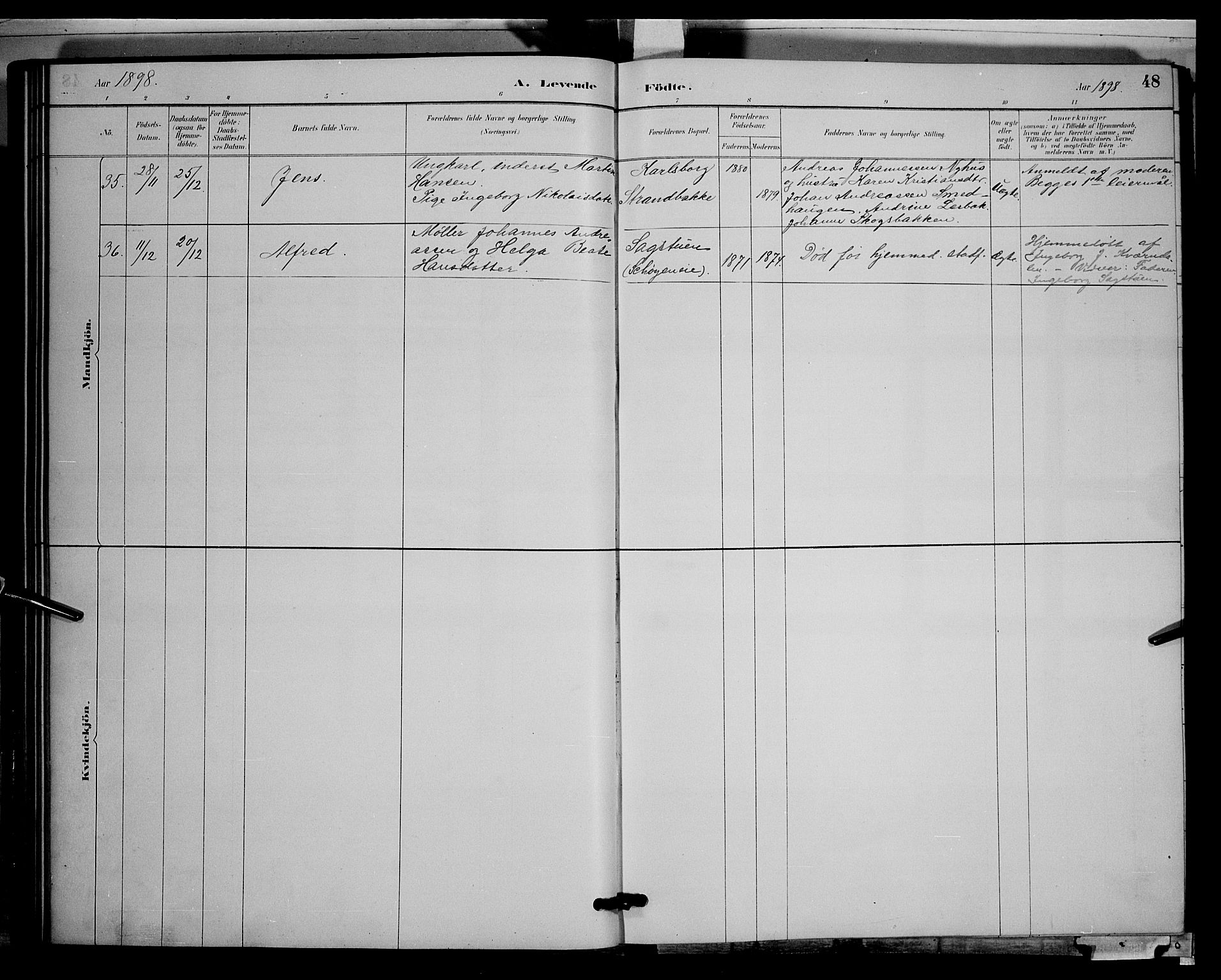 Søndre Land prestekontor, SAH/PREST-122/L/L0003: Parish register (copy) no. 3, 1884-1902, p. 48
