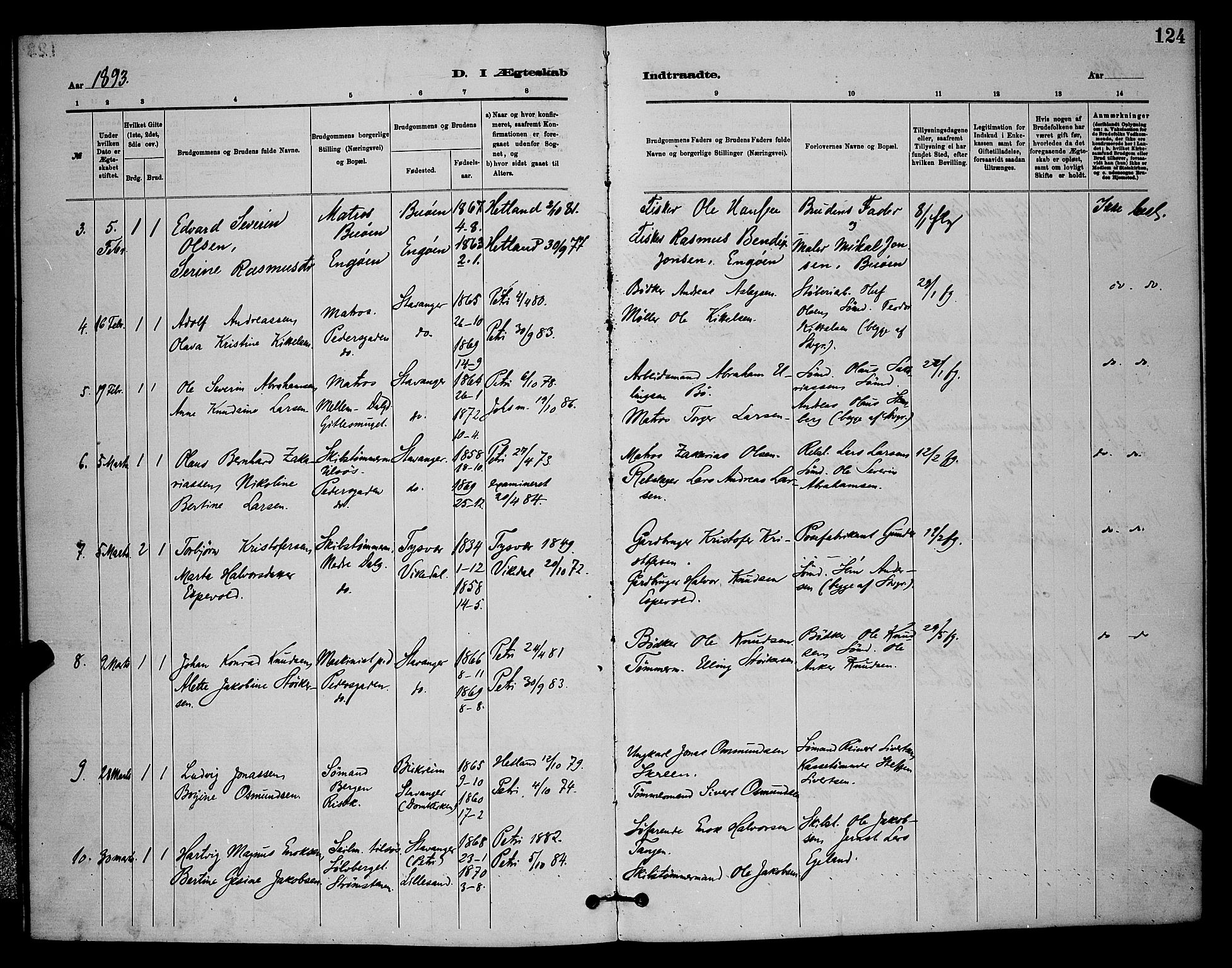 St. Johannes sokneprestkontor, AV/SAST-A-101814/001/30/30BB/L0001: Parish register (copy) no. B 1, 1885-1897, p. 124