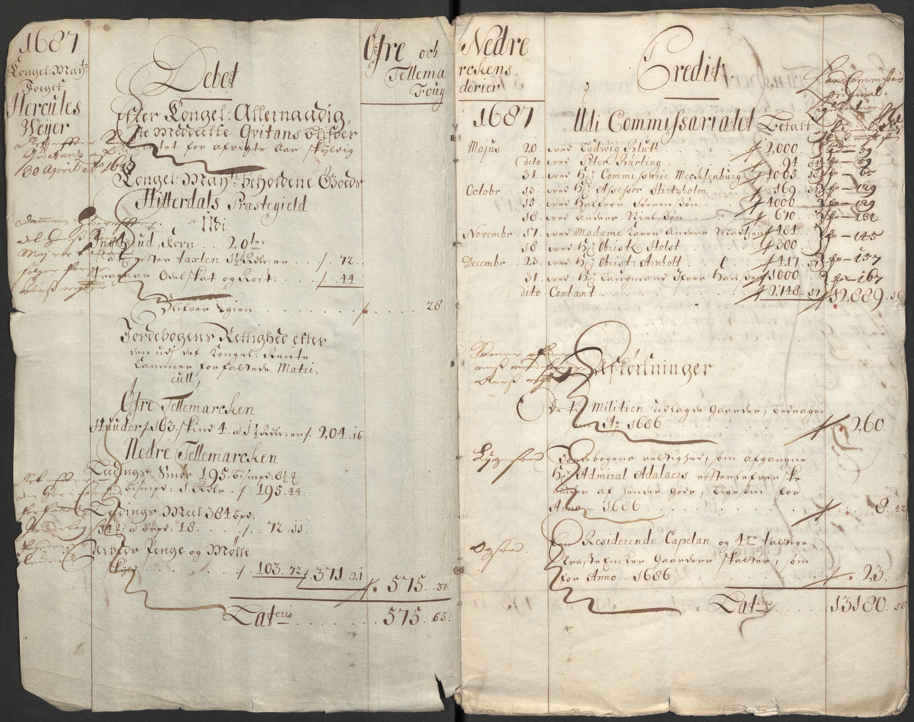 Rentekammeret inntil 1814, Reviderte regnskaper, Fogderegnskap, RA/EA-4092/R35/L2086: Fogderegnskap Øvre og Nedre Telemark, 1687-1689, p. 4