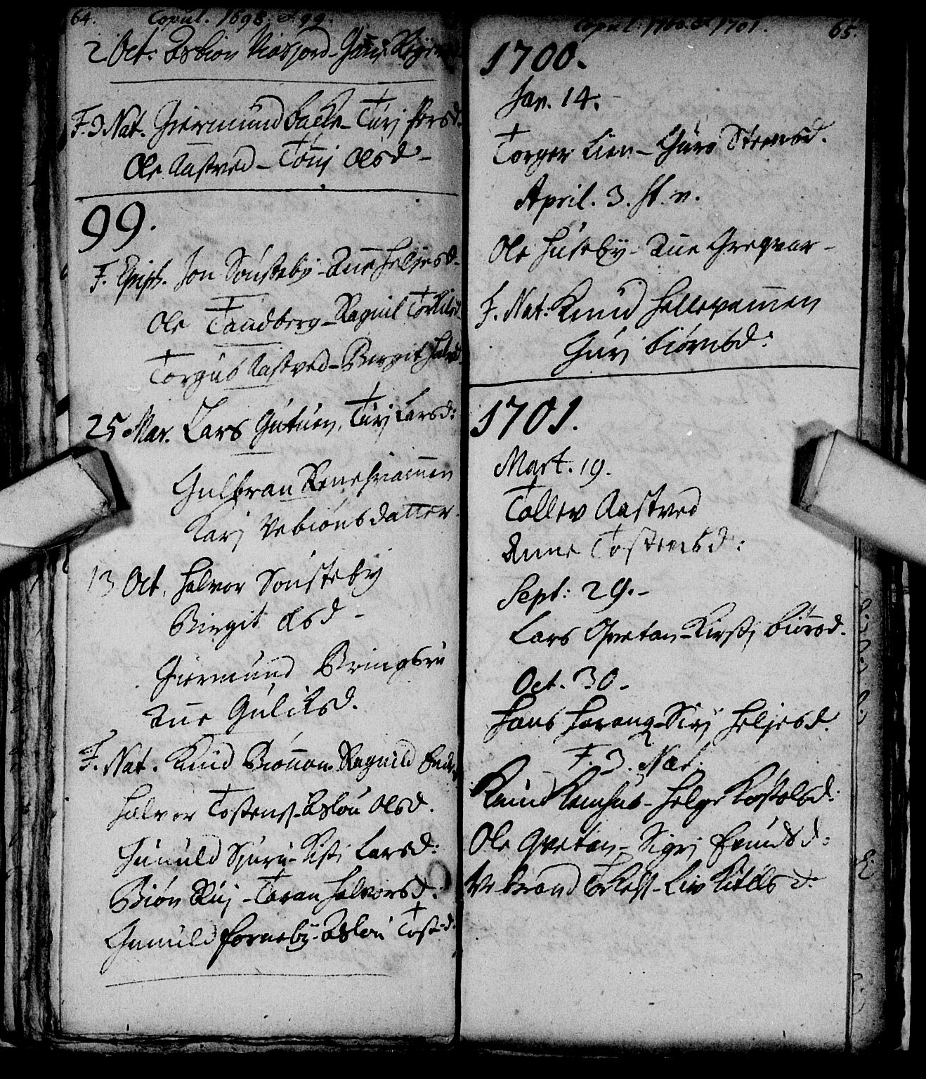 Nore kirkebøker, SAKO/A-238/F/Fc/L0001: Parish register (official) no. III 1, 1696-1714, p. 64-65