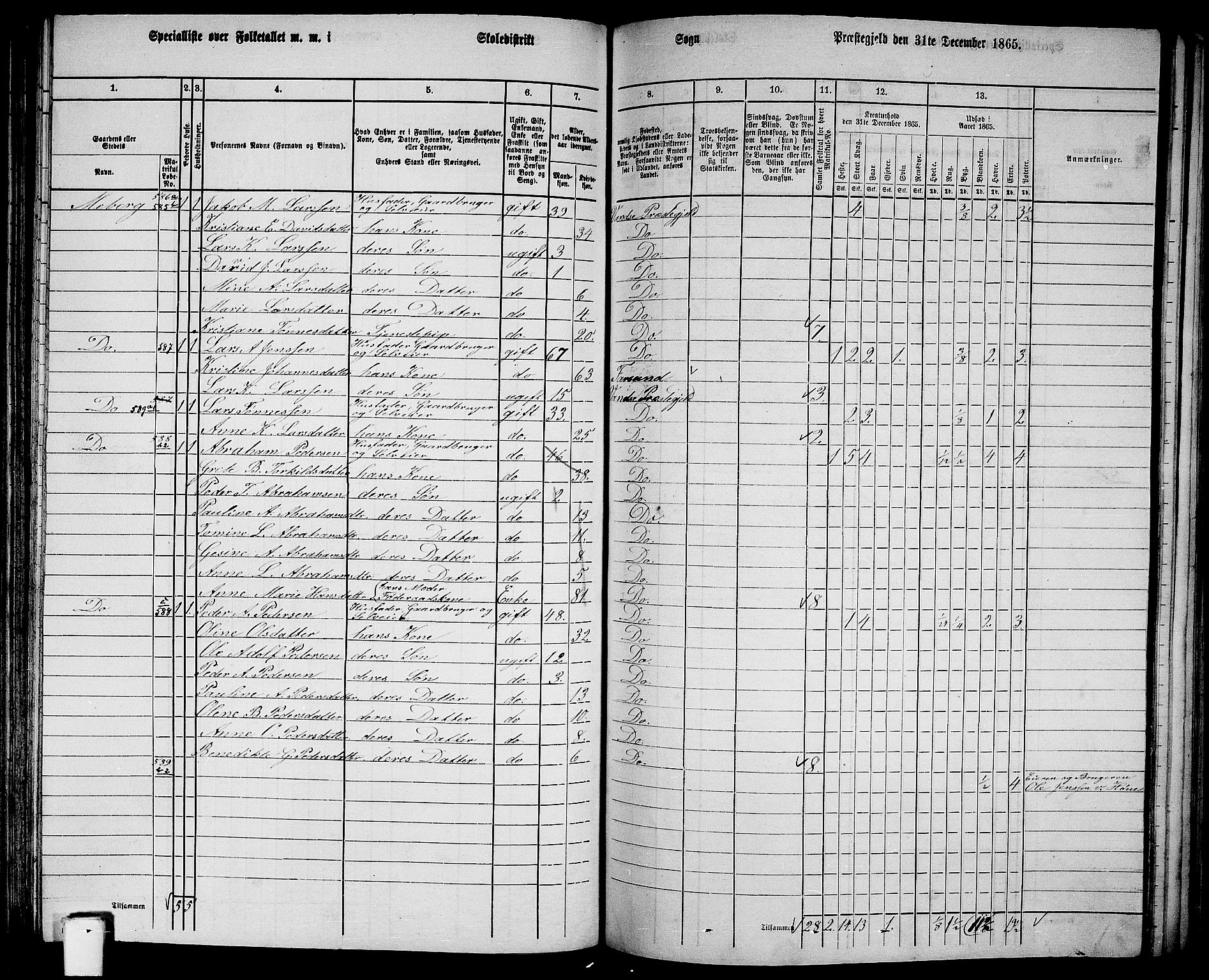 RA, 1865 census for Vanse/Vanse og Farsund, 1865, p. 156