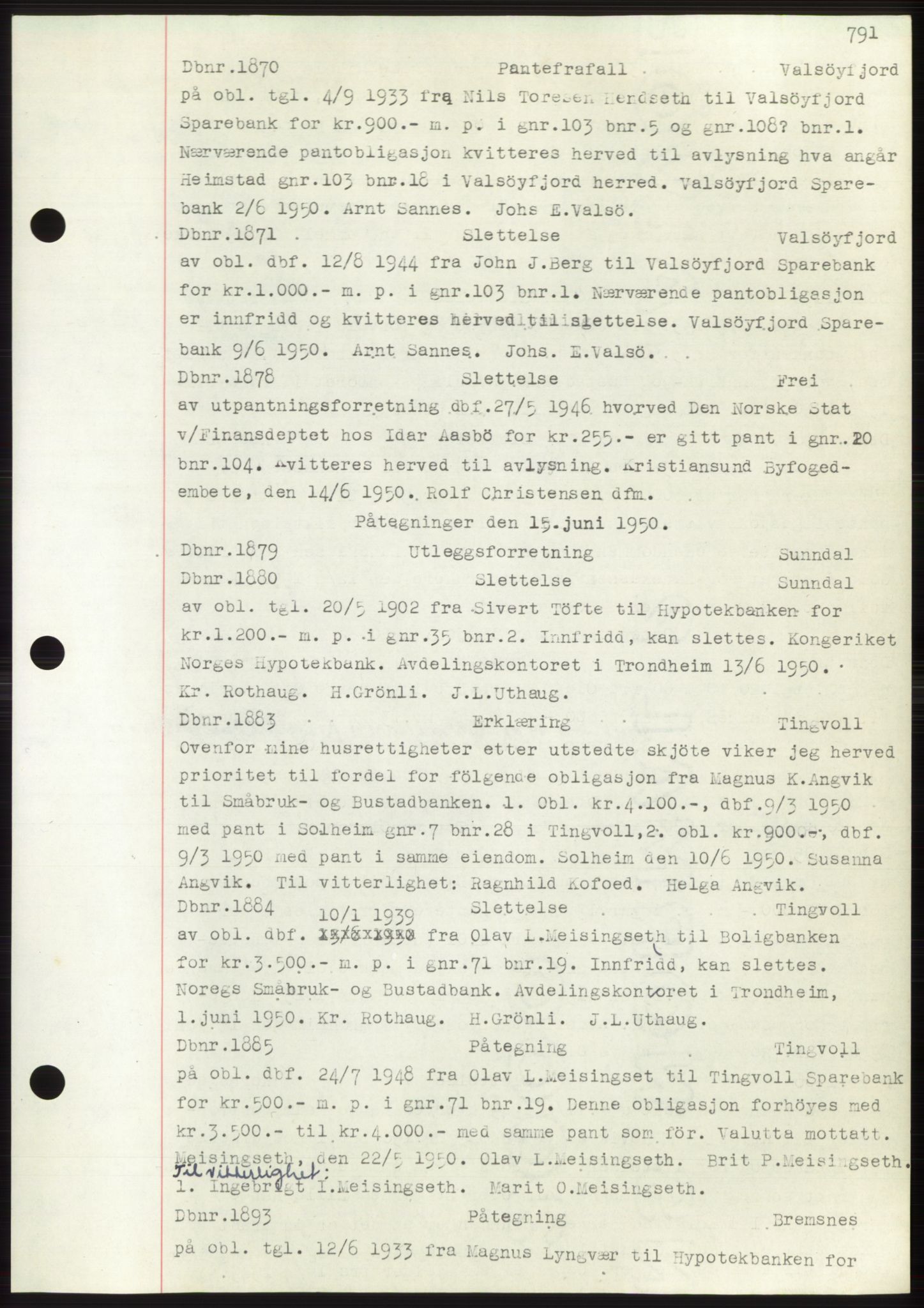 Nordmøre sorenskriveri, SAT/A-4132/1/2/2Ca: Mortgage book no. C82b, 1946-1951, Diary no: : 1870/1950