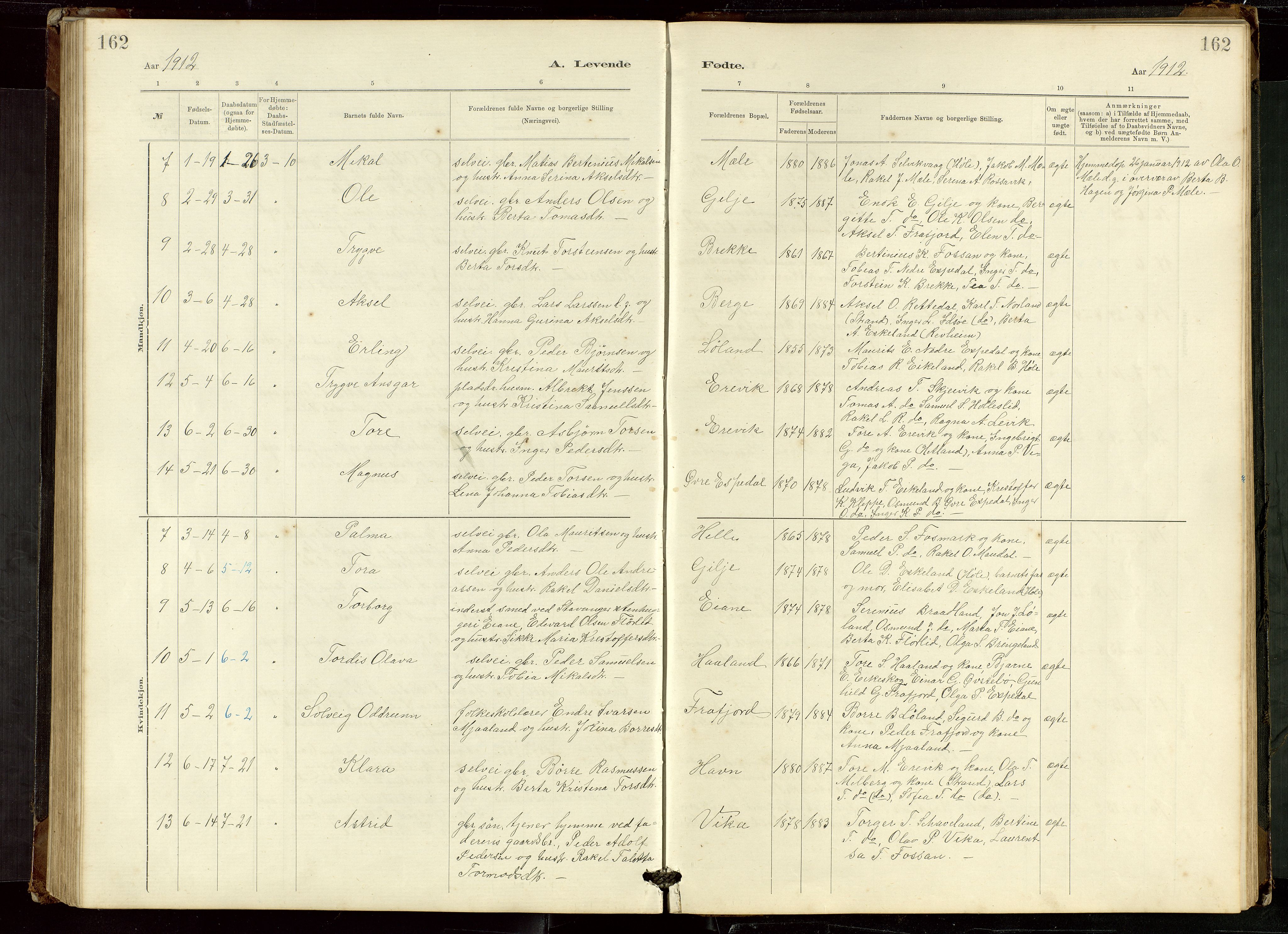 Høgsfjord sokneprestkontor, AV/SAST-A-101624/H/Ha/Hab/L0009: Parish register (copy) no. B 9, 1883-1920, p. 162