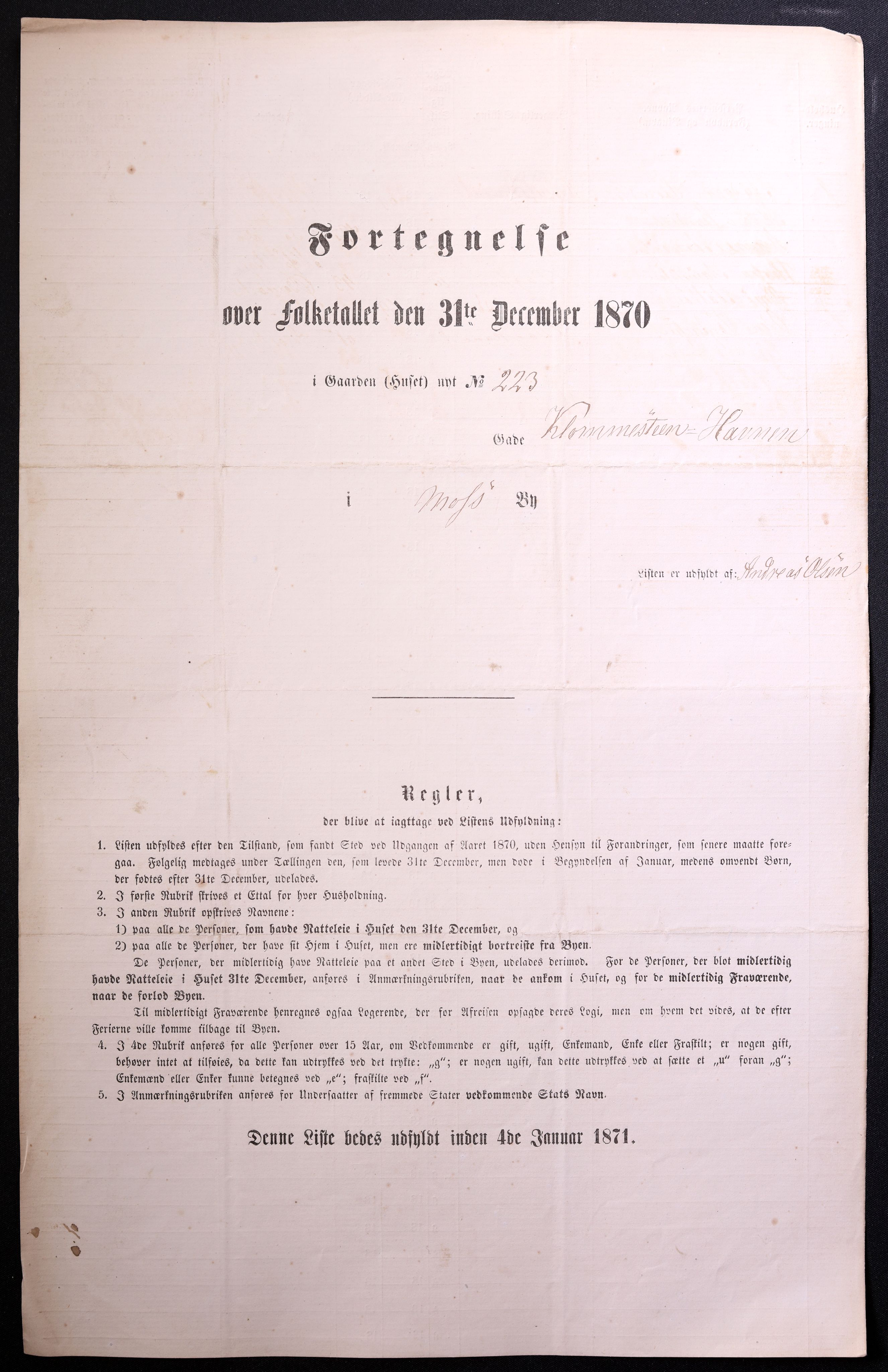 RA, 1870 census for 0104 Moss, 1870, p. 349