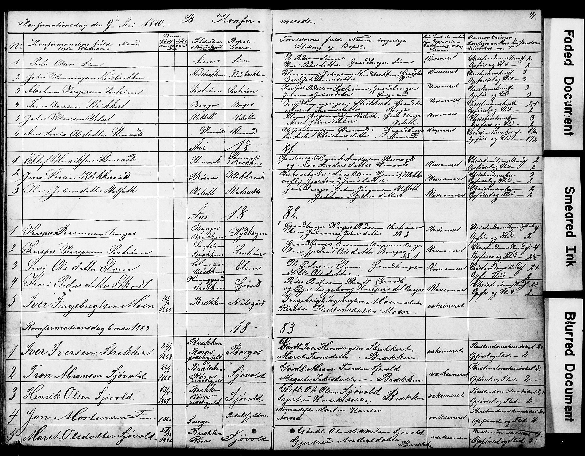 Ministerialprotokoller, klokkerbøker og fødselsregistre - Sør-Trøndelag, SAT/A-1456/683/L0949: Parish register (copy) no. 683C01, 1880-1896, p. 41