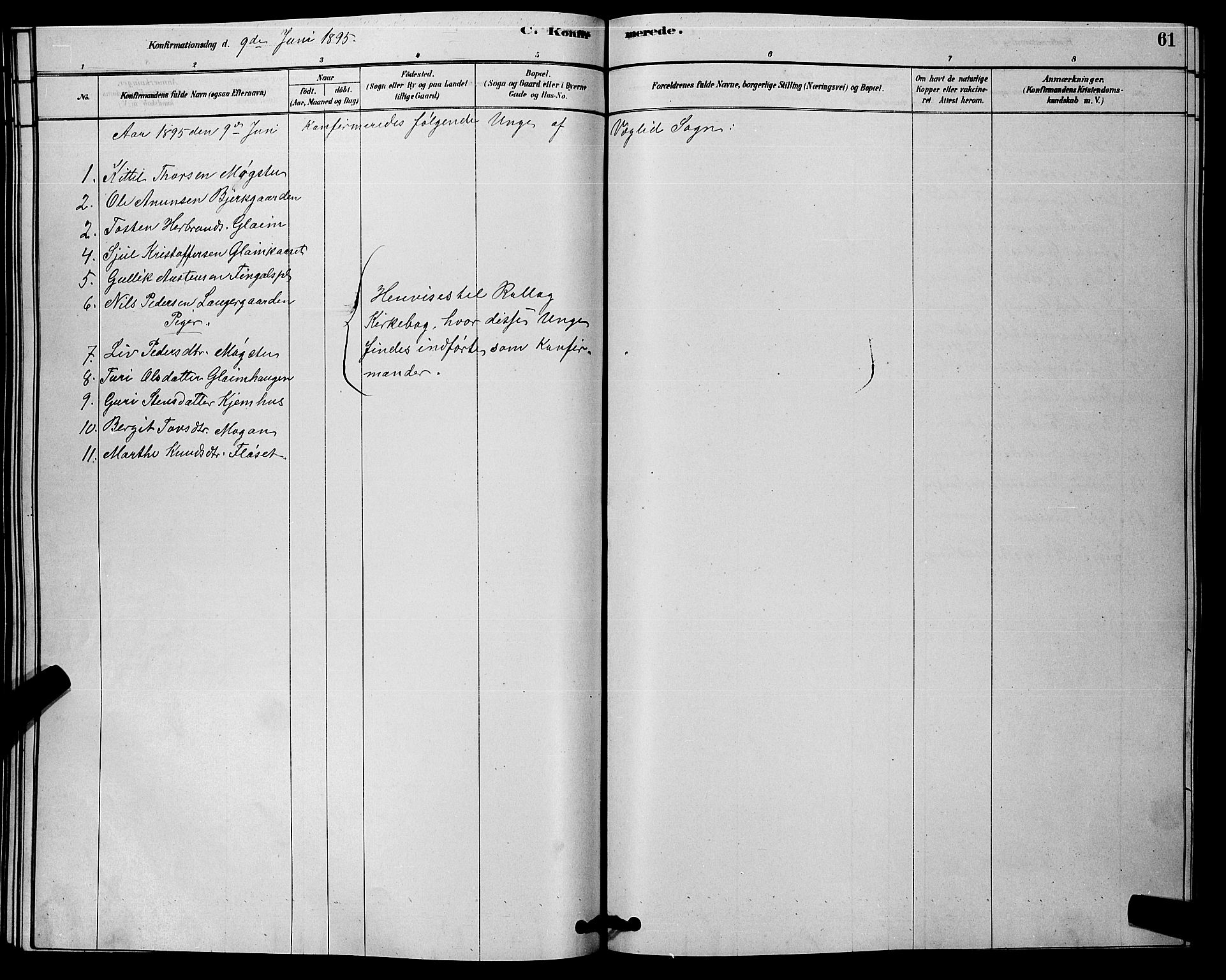 Rollag kirkebøker, SAKO/A-240/G/Gb/L0002: Parish register (copy) no. II 2, 1878-1898, p. 61
