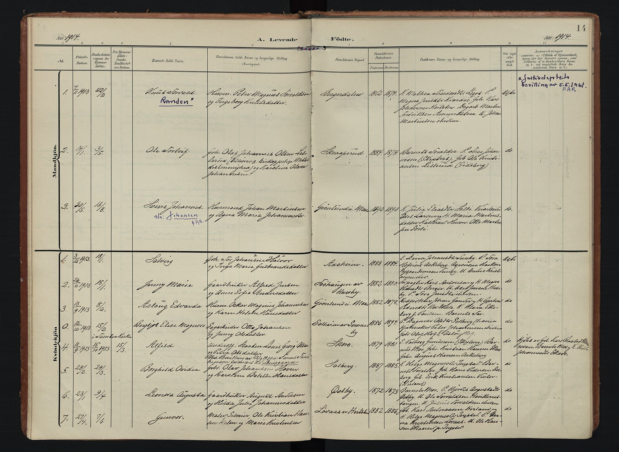 Spydeberg prestekontor Kirkebøker, SAO/A-10924/F/Fb/L0002: Parish register (official) no. II 2, 1908-1926, p. 14
