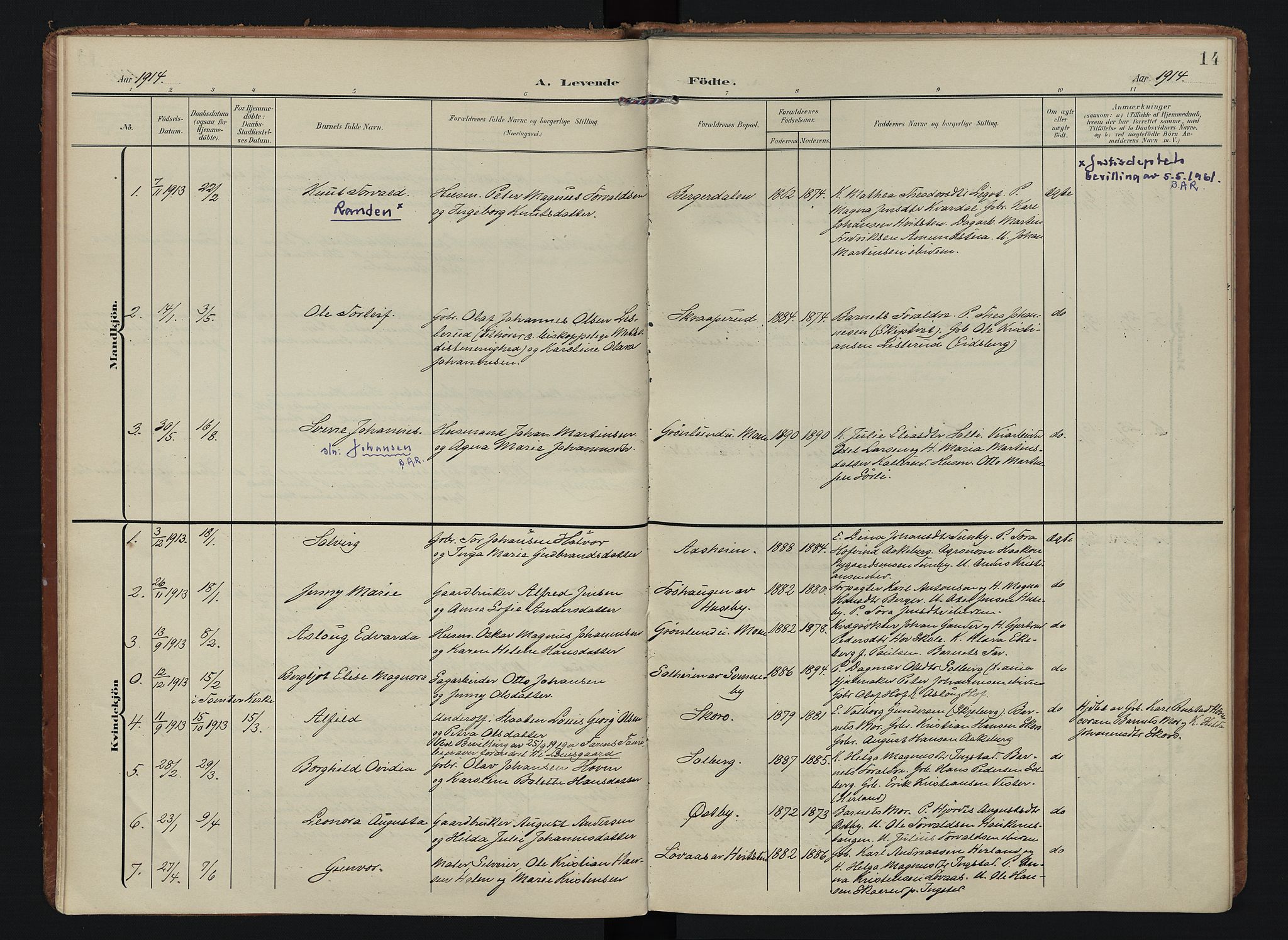 Spydeberg prestekontor Kirkebøker, AV/SAO-A-10924/F/Fb/L0002: Parish register (official) no. II 2, 1908-1926, p. 14