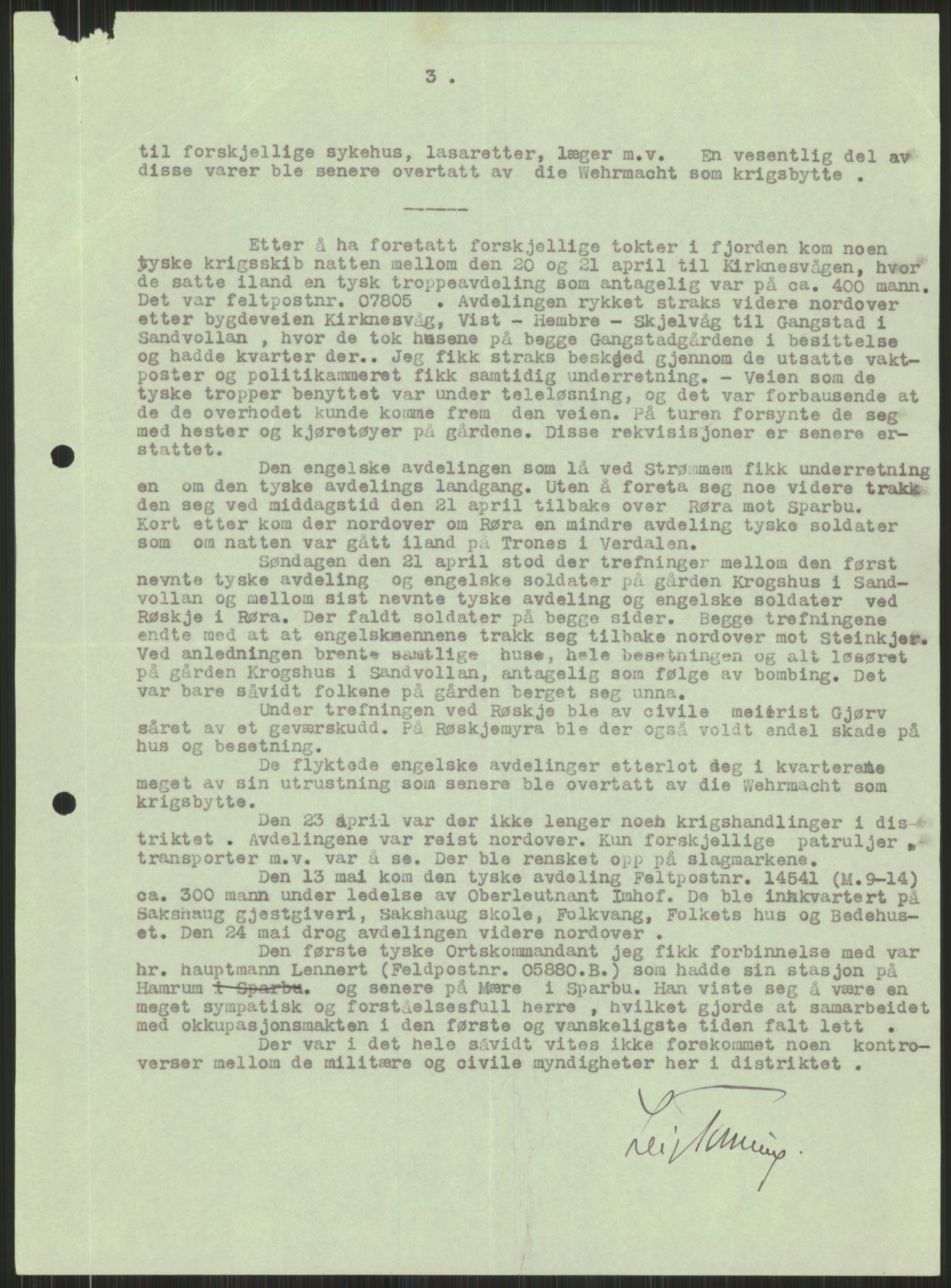 Forsvaret, Forsvarets krigshistoriske avdeling, AV/RA-RAFA-2017/Y/Ya/L0016: II-C-11-31 - Fylkesmenn.  Rapporter om krigsbegivenhetene 1940., 1940, p. 481