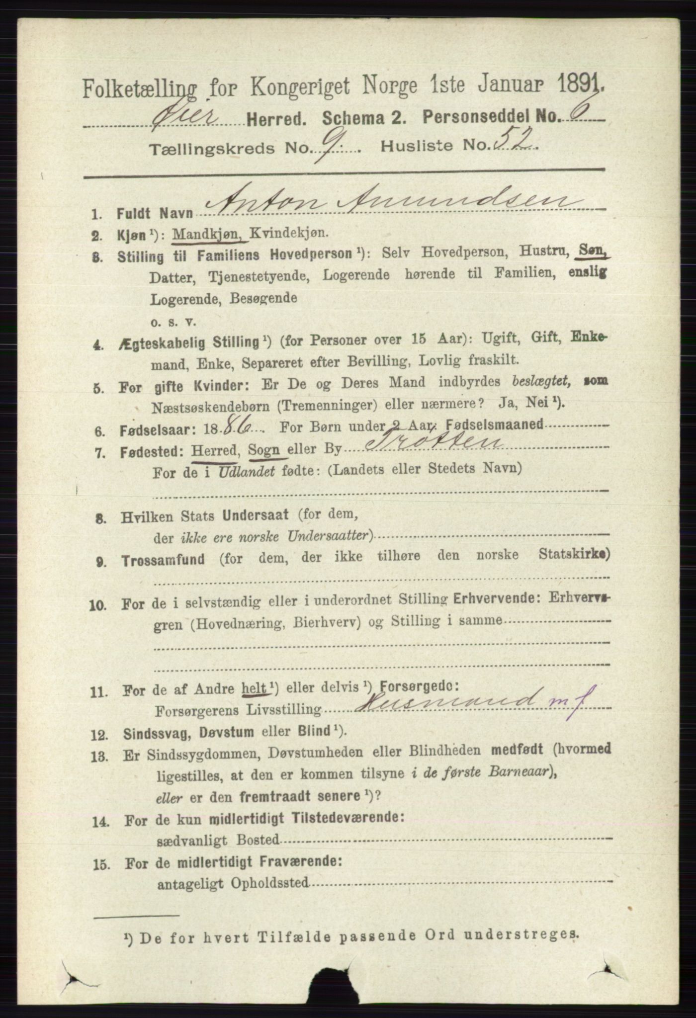 RA, 1891 census for 0521 Øyer, 1891, p. 3411