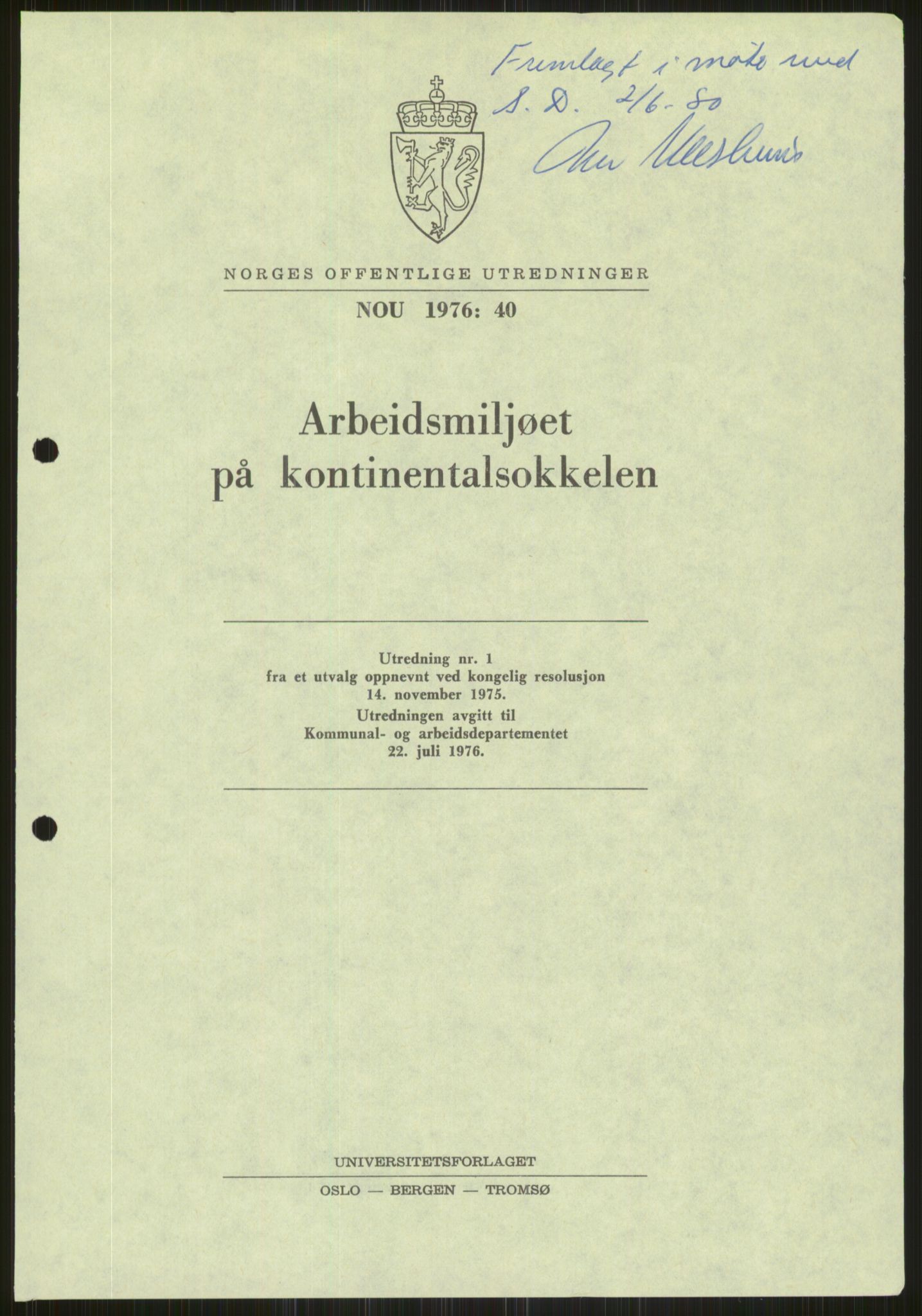 Justisdepartementet, Granskningskommisjonen ved Alexander Kielland-ulykken 27.3.1980, RA/S-1165/D/L0010: E CFEM (E20-E35 av 35)/G Oljedirektoratet (Doku.liste + G1-G3, G6-G8 av 8), 1980-1981, p. 324