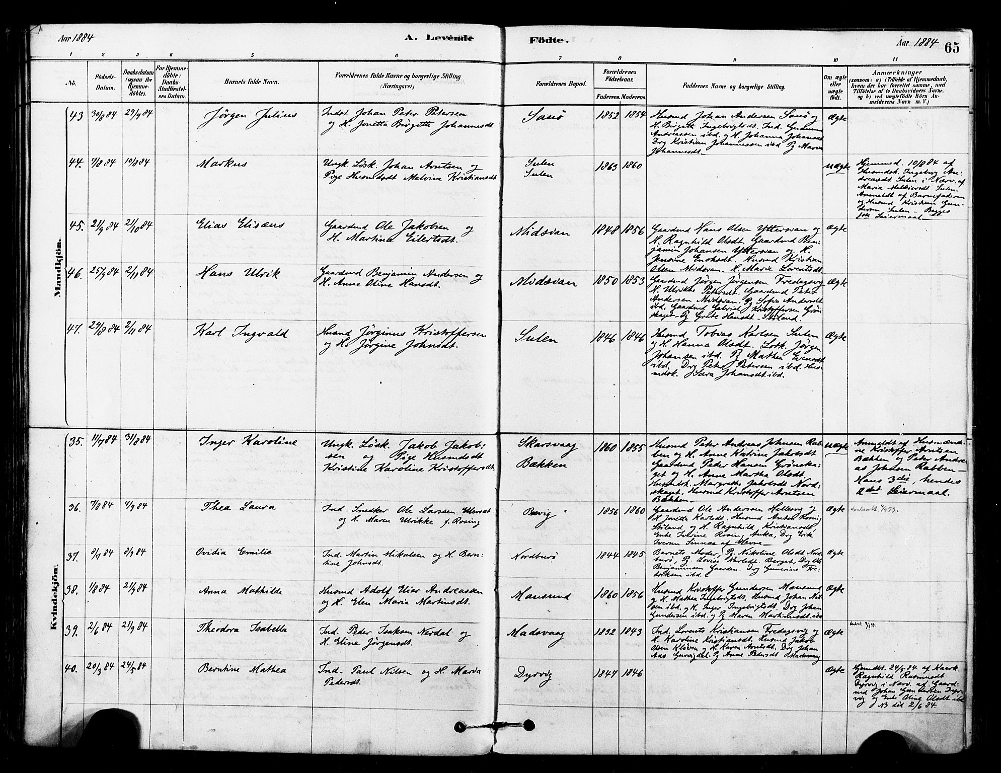 Ministerialprotokoller, klokkerbøker og fødselsregistre - Sør-Trøndelag, AV/SAT-A-1456/640/L0578: Parish register (official) no. 640A03, 1879-1889, p. 65