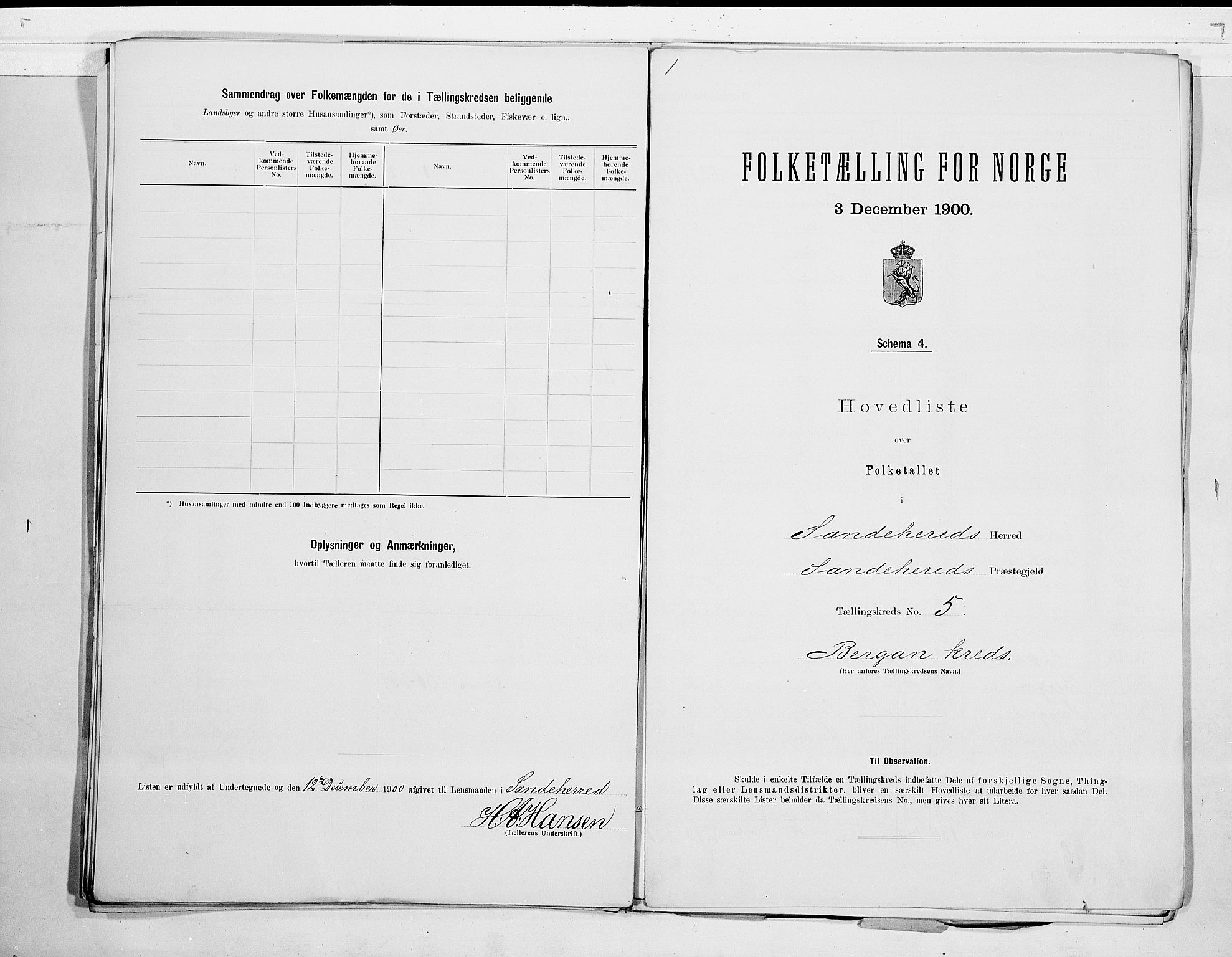 RA, 1900 census for Sandeherred, 1900, p. 16