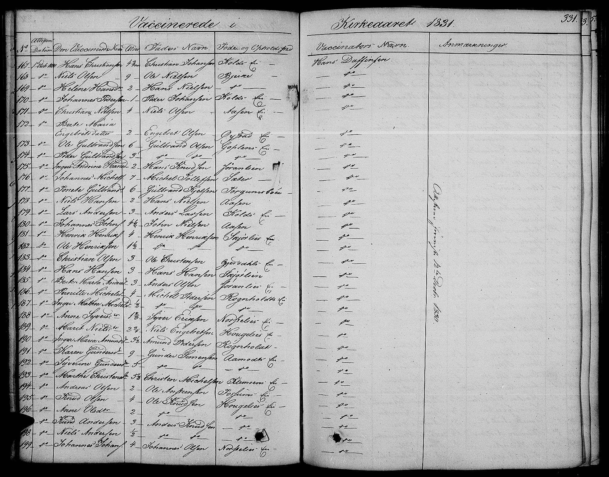 Land prestekontor, AV/SAH-PREST-120/H/Ha/Haa/L0008: Parish register (official) no. 8, 1830-1846, p. 331