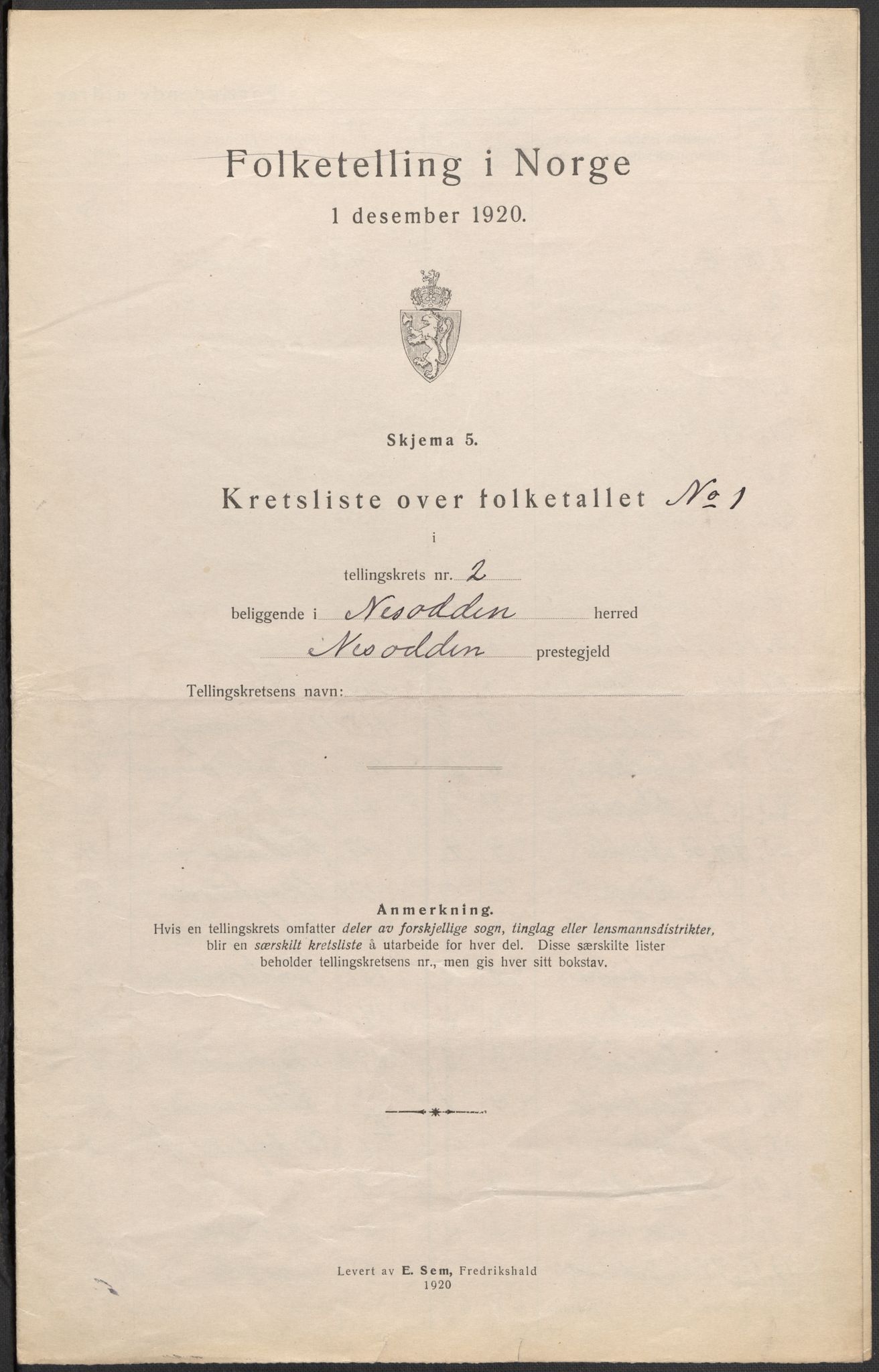 SAO, 1920 census for Nesodden, 1920, p. 11