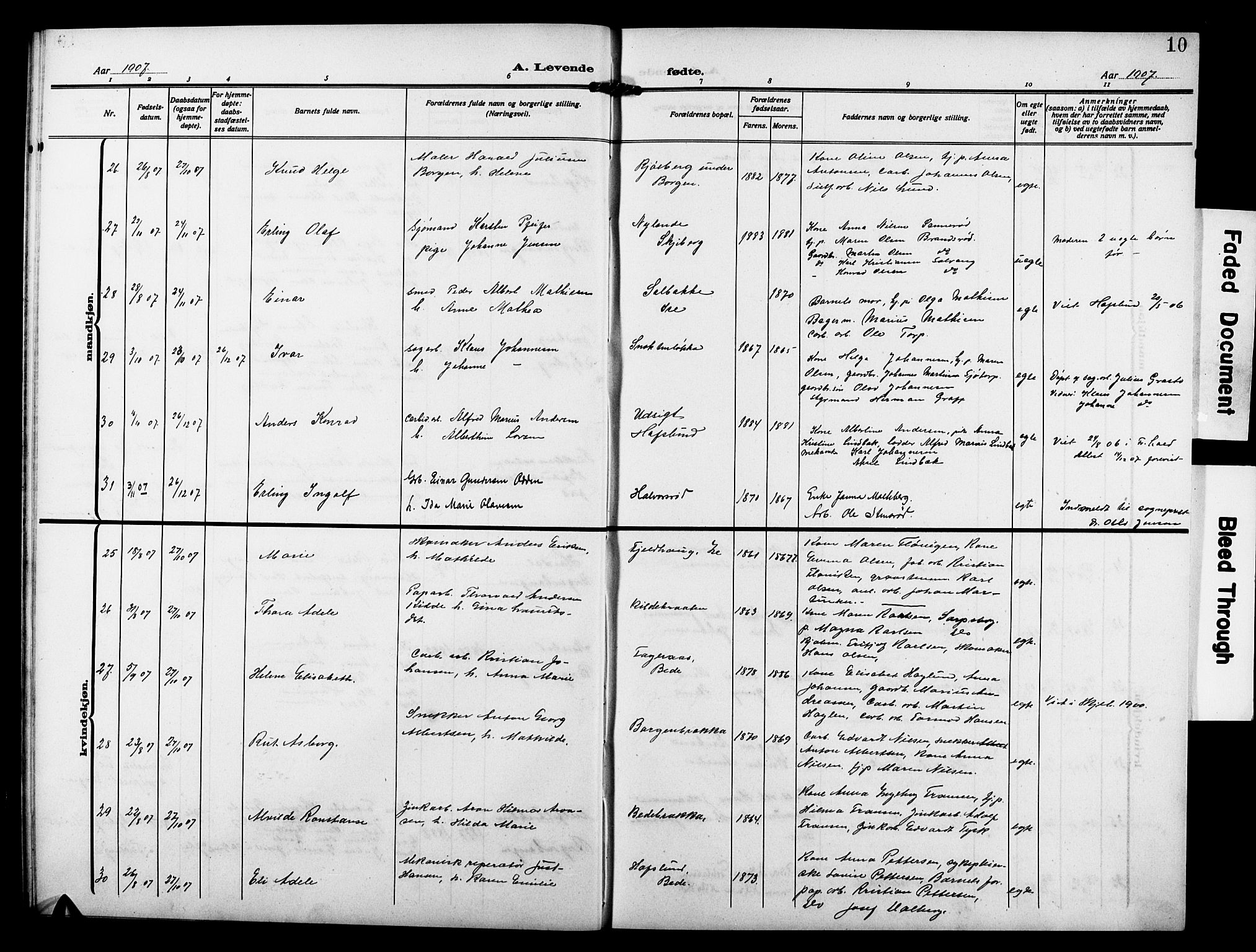 Skjeberg prestekontor Kirkebøker, SAO/A-10923/G/Gd/L0001: Parish register (copy) no. IV 1, 1907-1917, p. 10