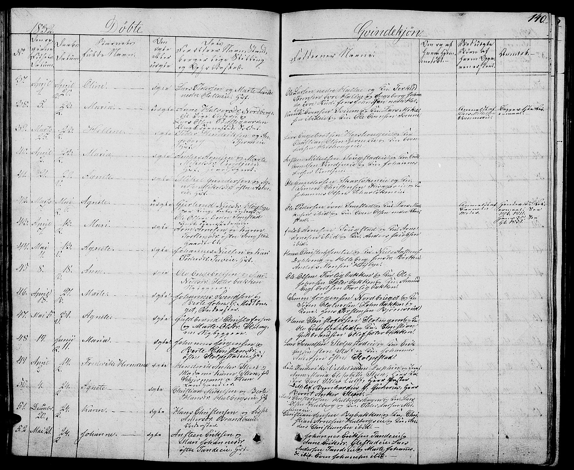 Ringsaker prestekontor, AV/SAH-PREST-014/L/La/L0004: Parish register (copy) no. 4, 1827-1838, p. 140