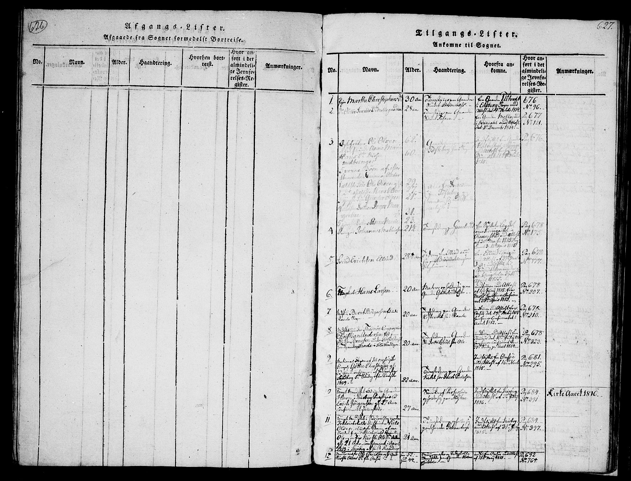 Råde prestekontor kirkebøker, SAO/A-2009/F/Fa/L0004: Parish register (official) no. 4, 1814-1830, p. 626-627