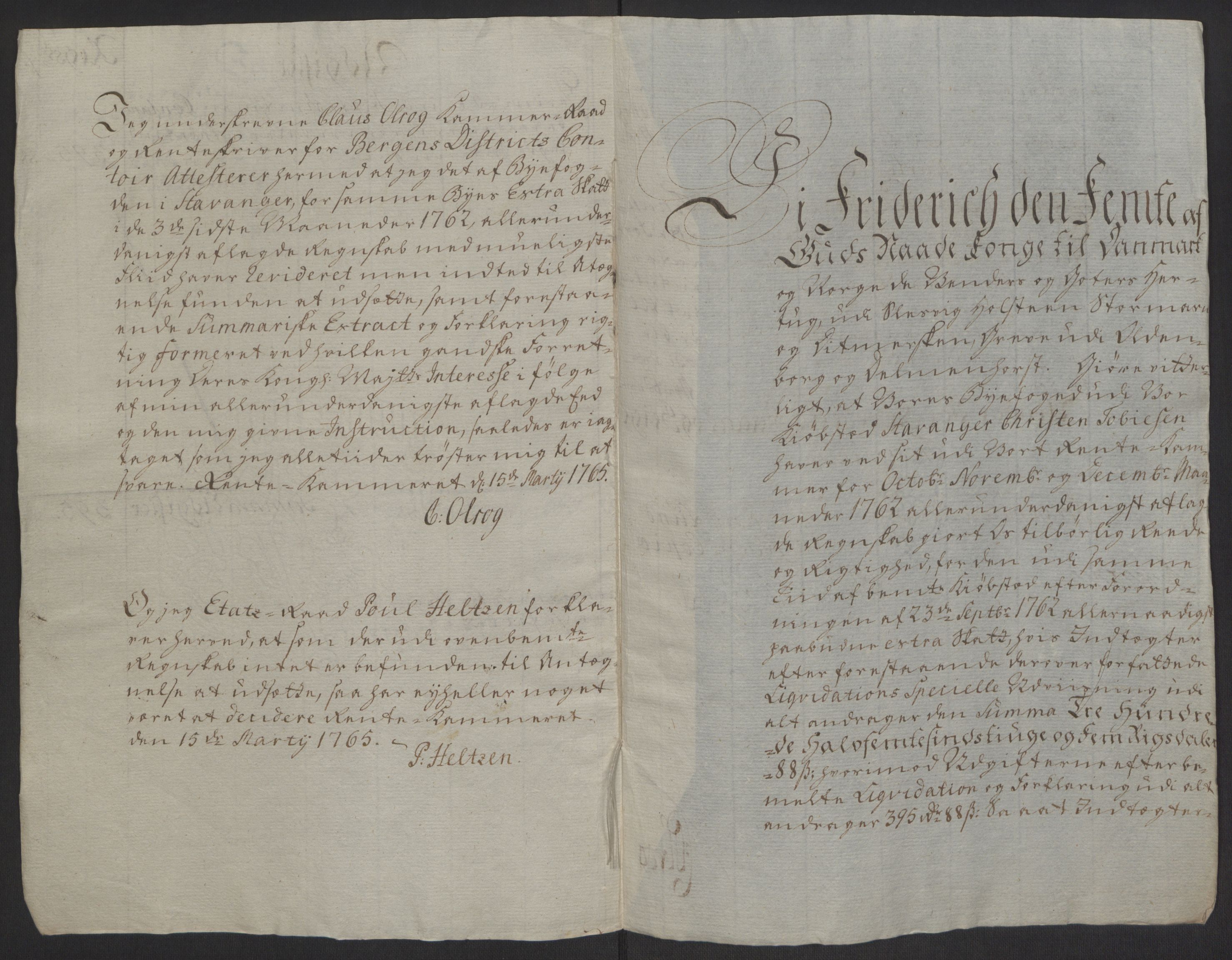 Rentekammeret inntil 1814, Reviderte regnskaper, Byregnskaper, AV/RA-EA-4066/R/Ro/L0305/0001: [O6] Kontribusjonsregnskap / Ekstraskatt, 1762-1768, p. 13