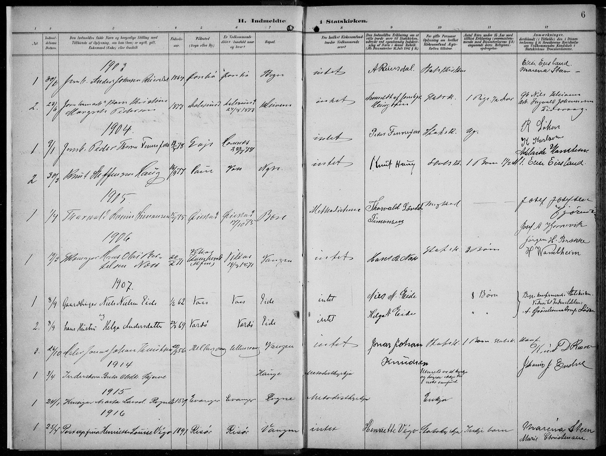 Voss sokneprestembete, SAB/A-79001/H/Haa: Parish register (official) no. F  1, 1898-1926, p. 6