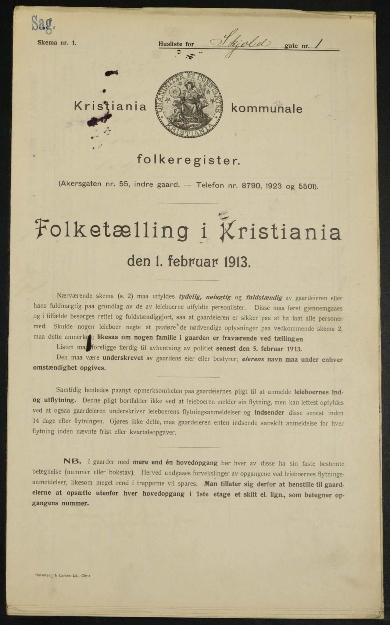 OBA, Municipal Census 1913 for Kristiania, 1913, p. 96179