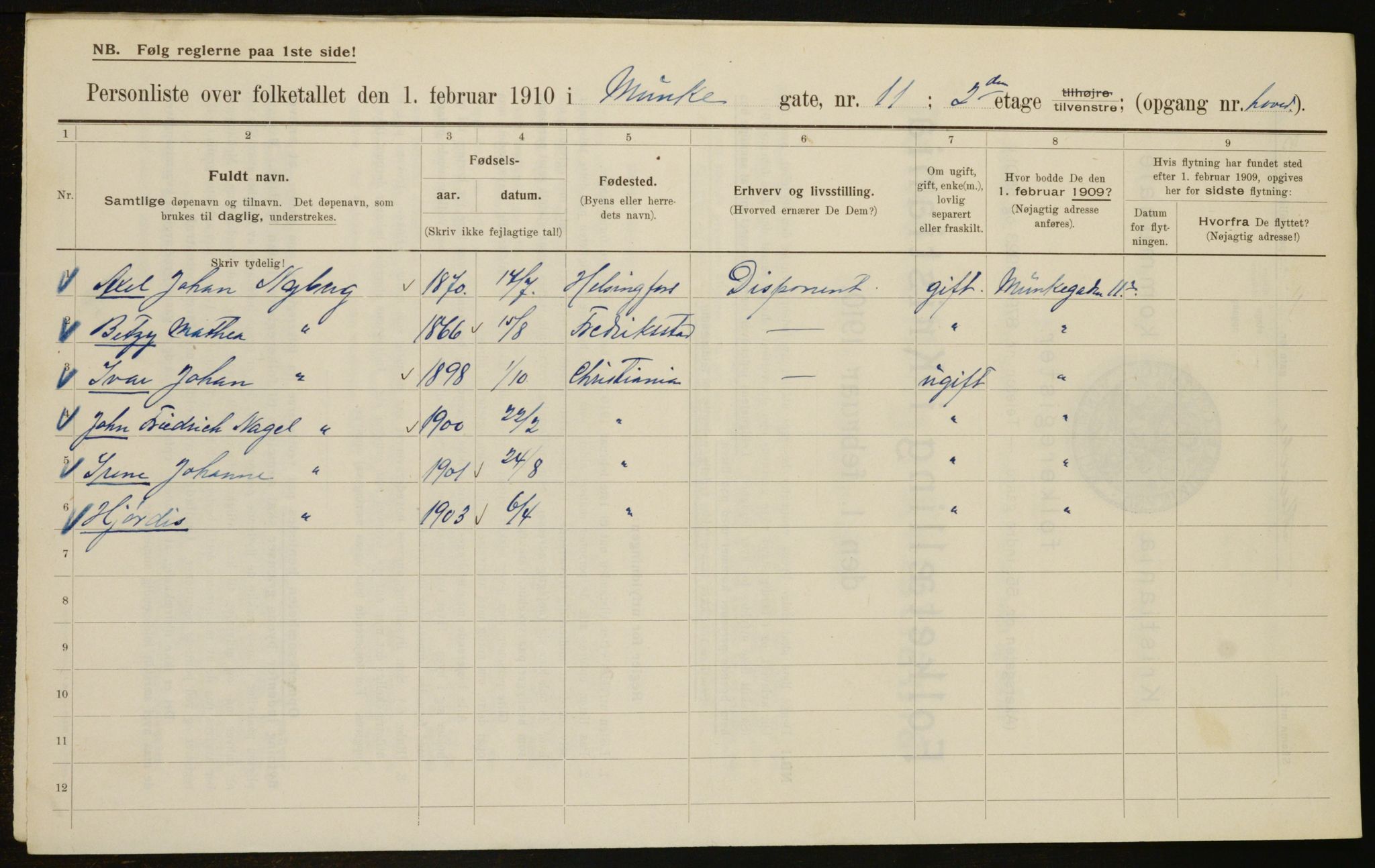 OBA, Municipal Census 1910 for Kristiania, 1910, p. 65737