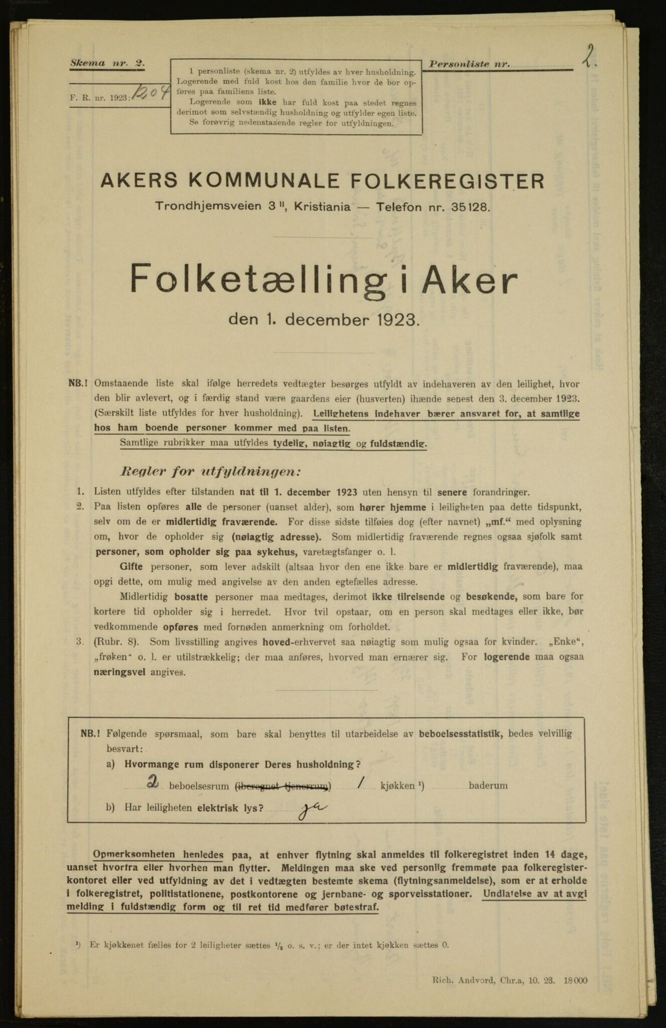 , Municipal Census 1923 for Aker, 1923, p. 7267