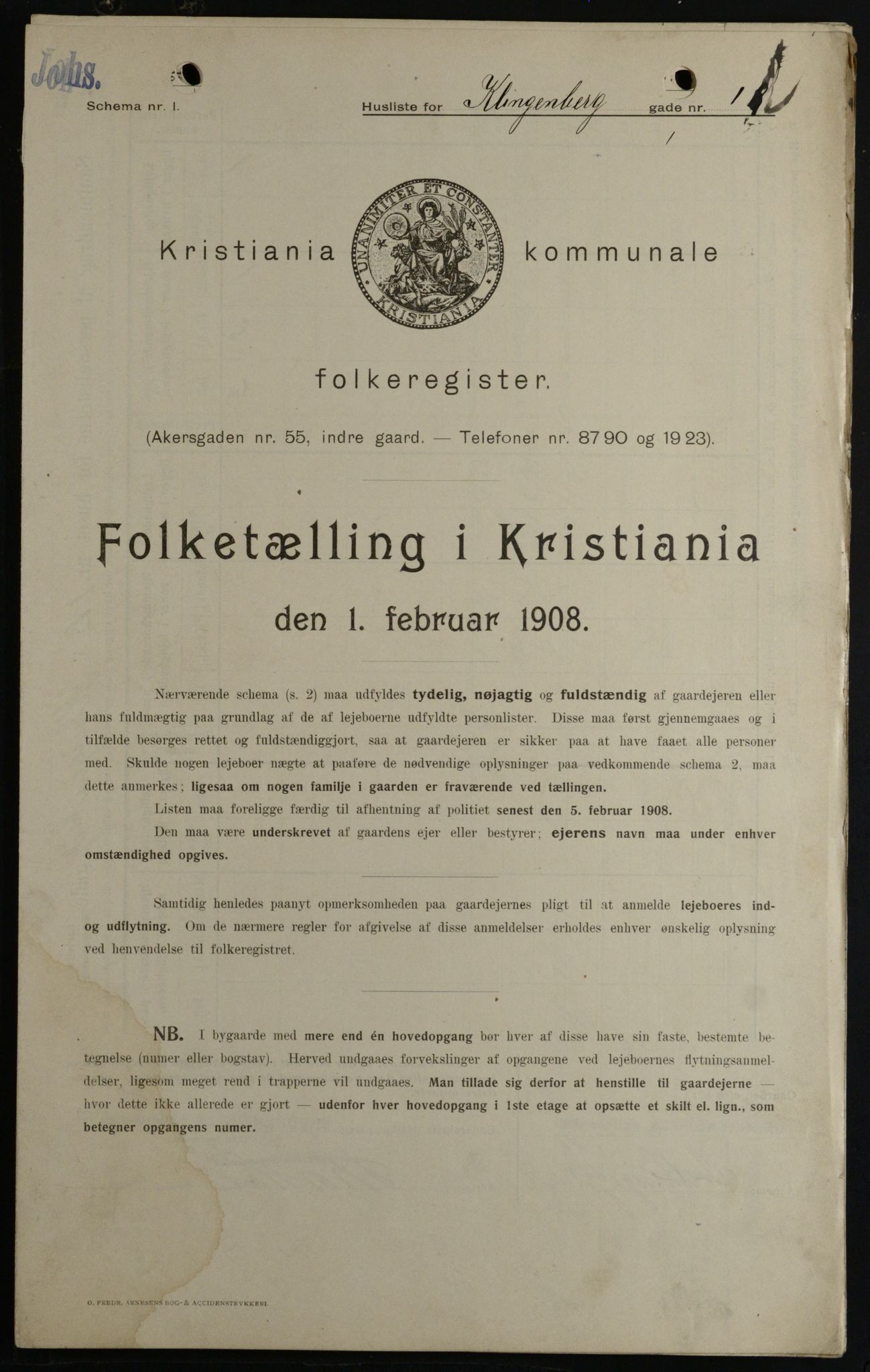 OBA, Municipal Census 1908 for Kristiania, 1908, p. 46342